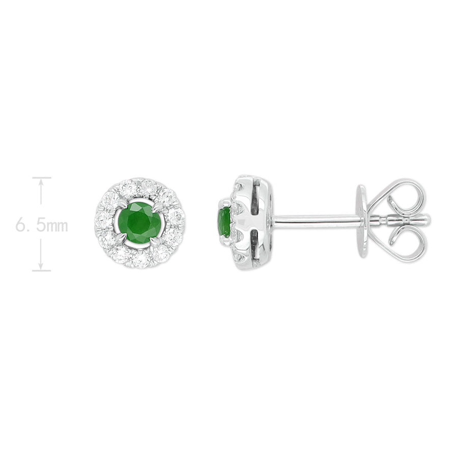 9ct White Gold Emerald and Diamond stud earrings
