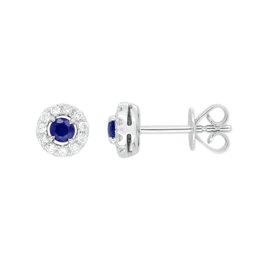 9ct White Gold Sapphire and Diamond stud earrings