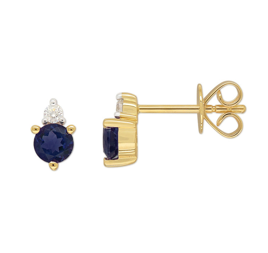 9ct Yellow and White Gold Sapphire and Diamond stud earrings