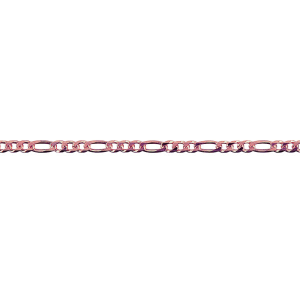 9ct Rose Gold 3 to 1 Figaro Anklet, 25cm