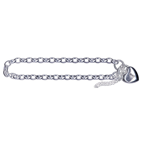 Sterling Silver Belcher Puff Heart Bracelet