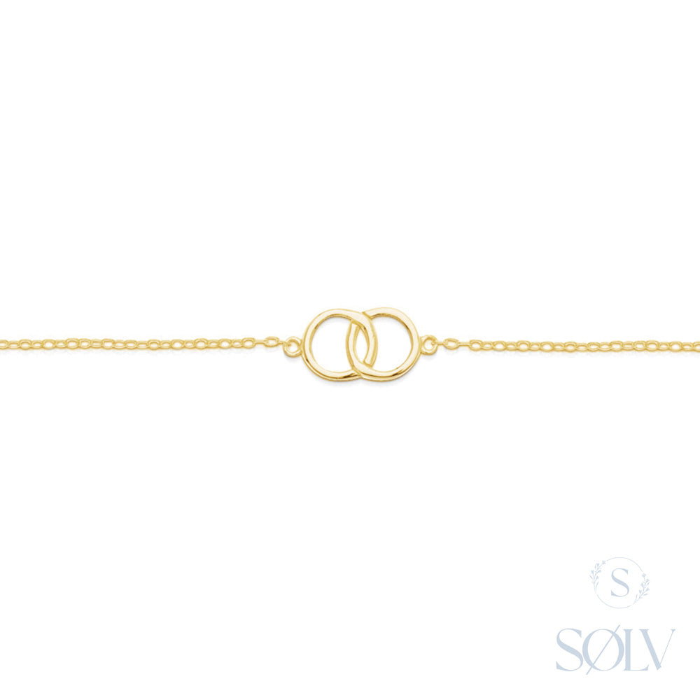 Solv Sterling Silver Gold Plated Double Circle Bracelet