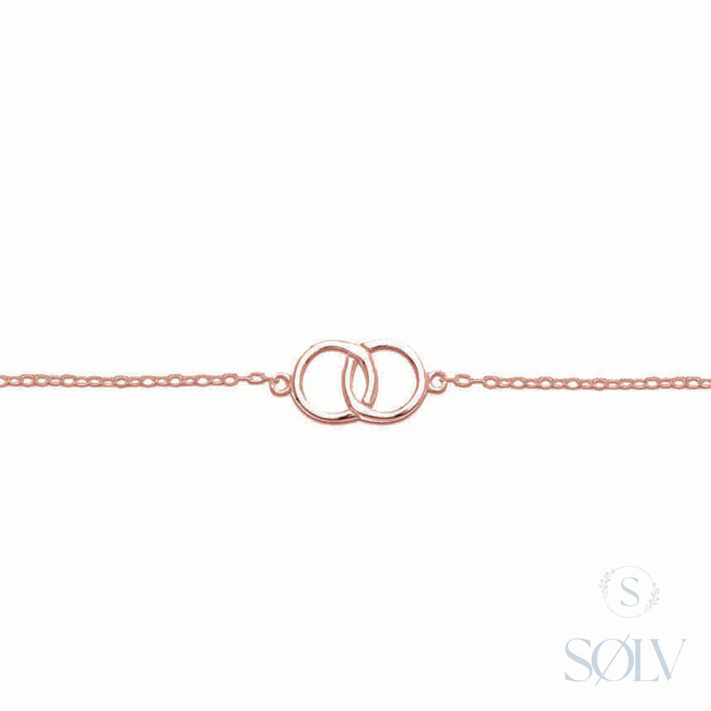 Solv Sterling Silver Gold Plated Double Circle Bracelet