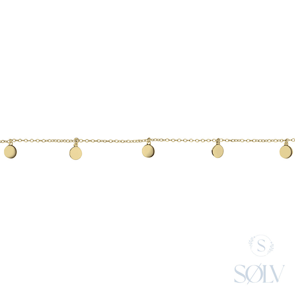 Solv Sterling Silver Gold Plated Disc Bracelet