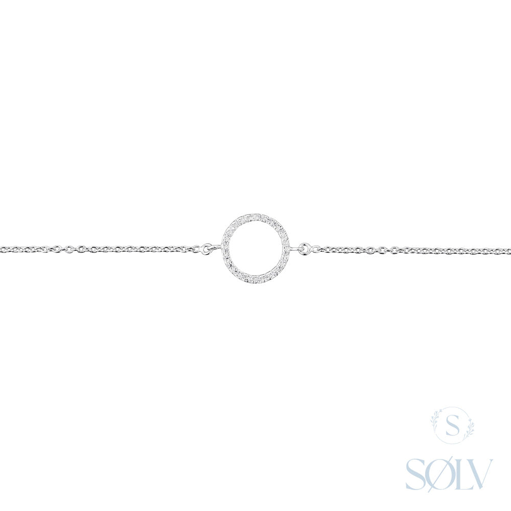 Solv Sterling Silver Open Circle Cubic Zirconia Bracelet