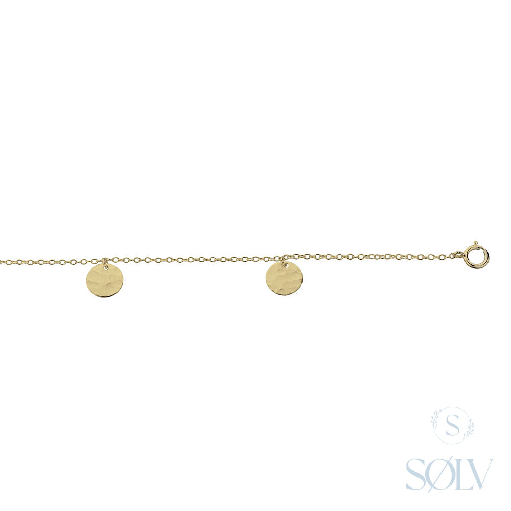 Solv Sterling Silver Gold Plated Disc Bracelet