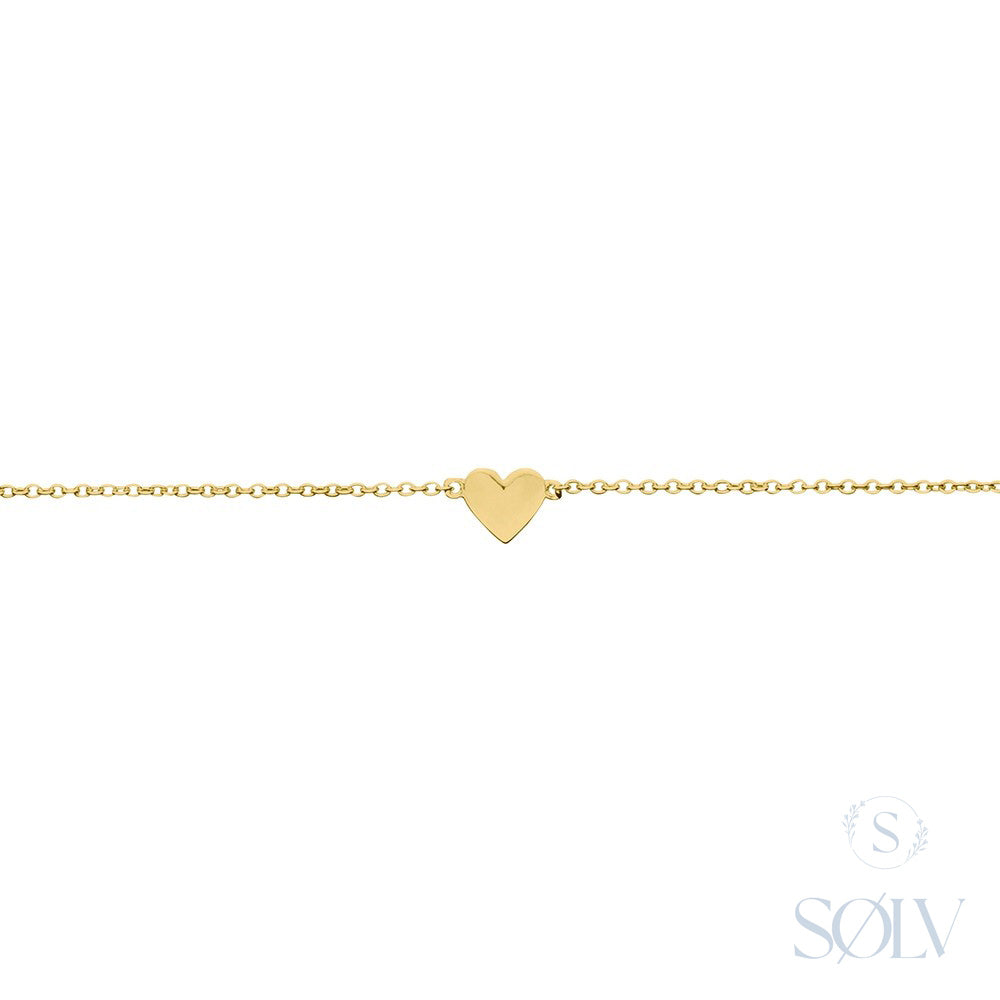 Solv Sterling Silver Gold Plated Heart Bracelet