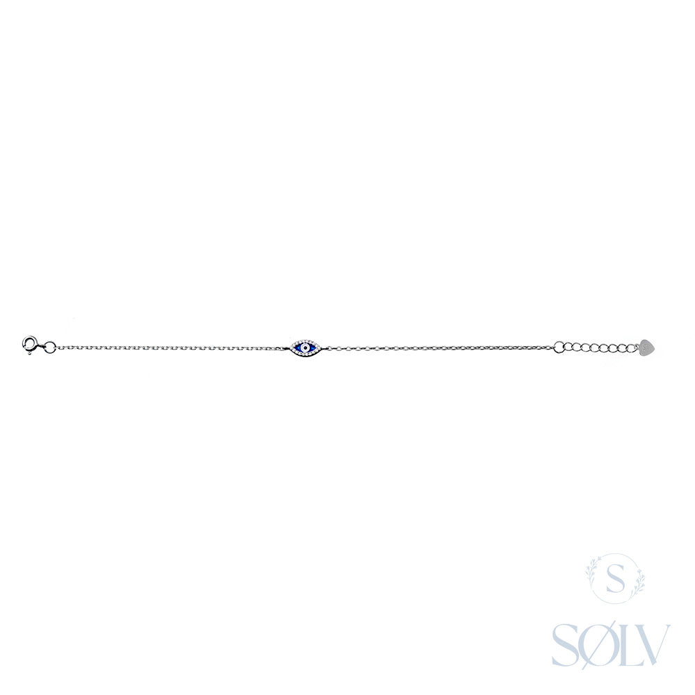 Solv Sterling Silver Greek Eye Bracelet
