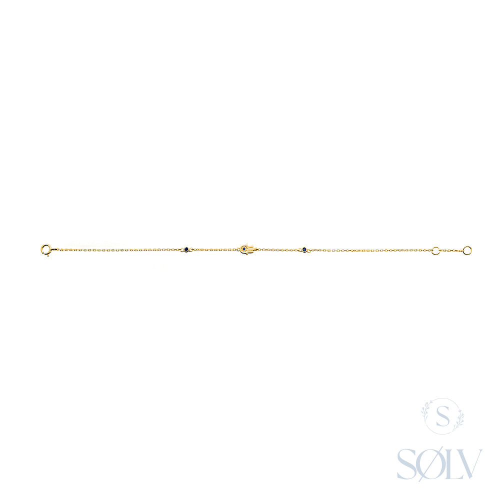 Solv Sterling Silver Gold Plated Hamsa Hand Bracelet