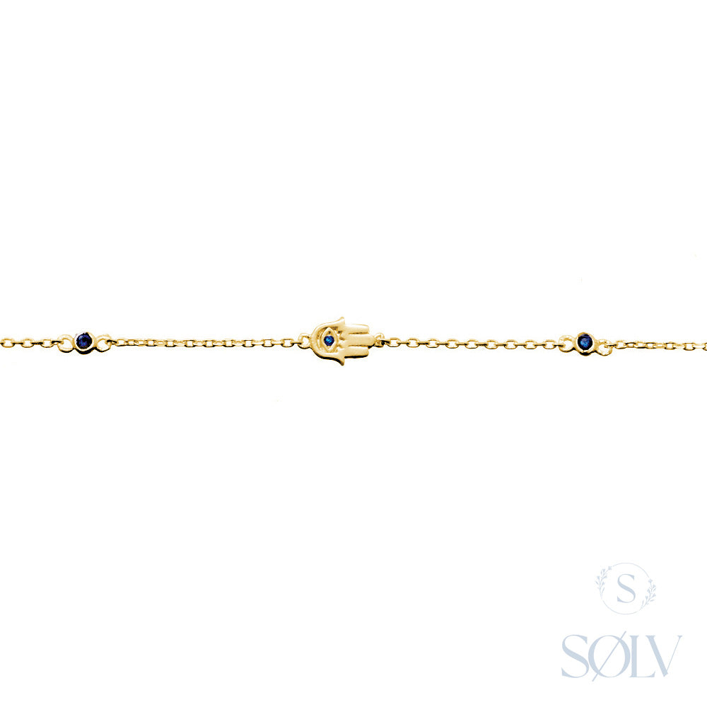 Solv Sterling Silver Gold Plated Hamsa Hand Bracelet