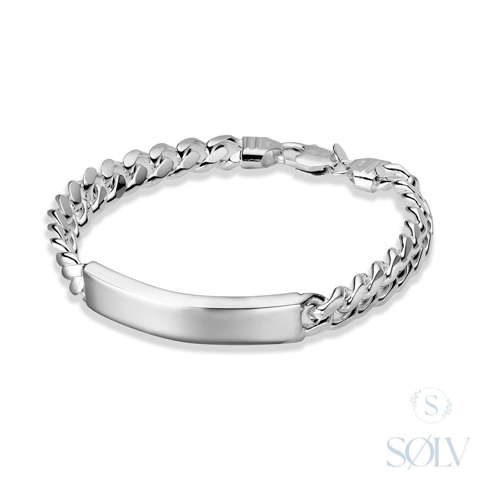 Solv Sterling Silver ID Bracelet, 21cm