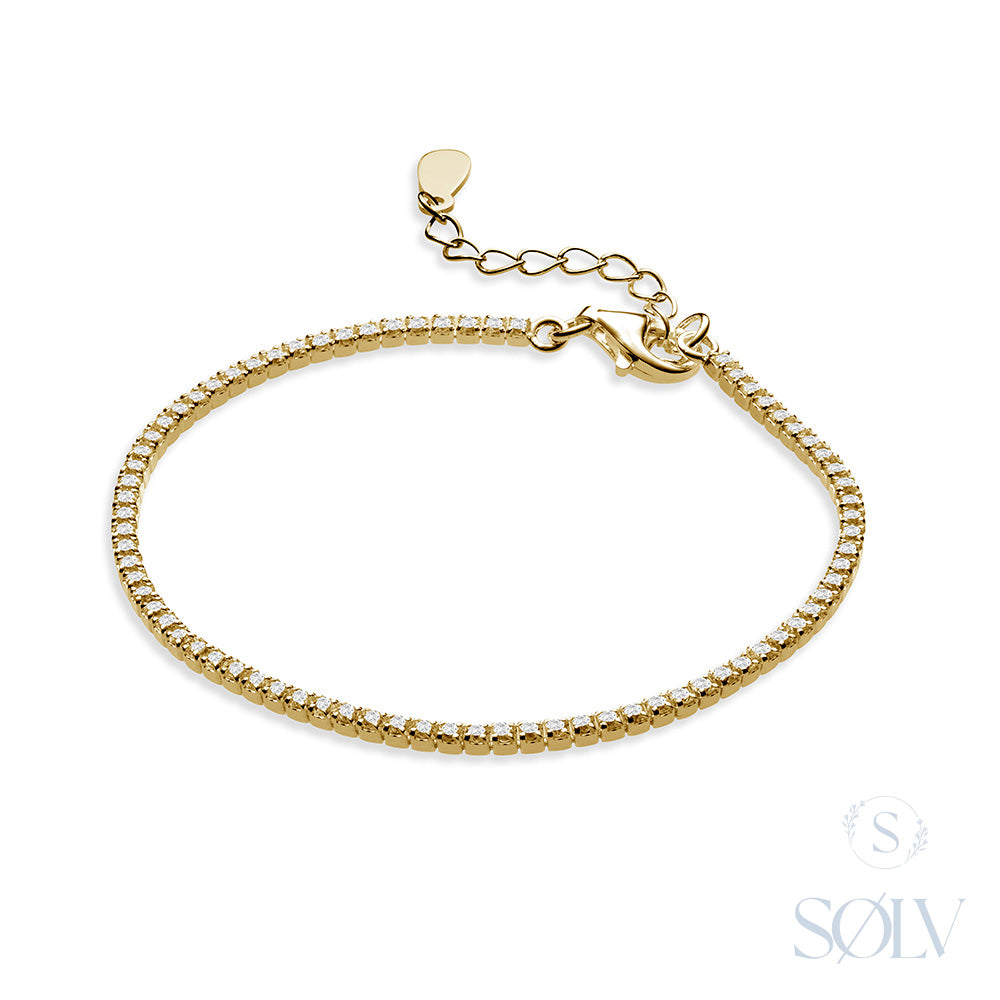 Solv Sterling Silver Gold Plated Tennis Bracelet