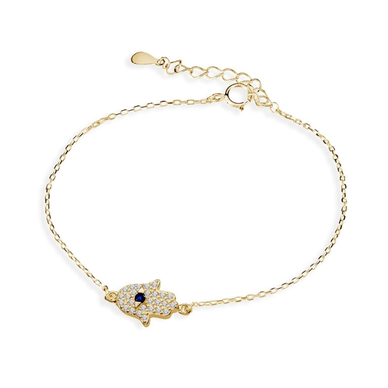 Solv Sterling Silver Gold Plated Hamsa Hand Bracelet