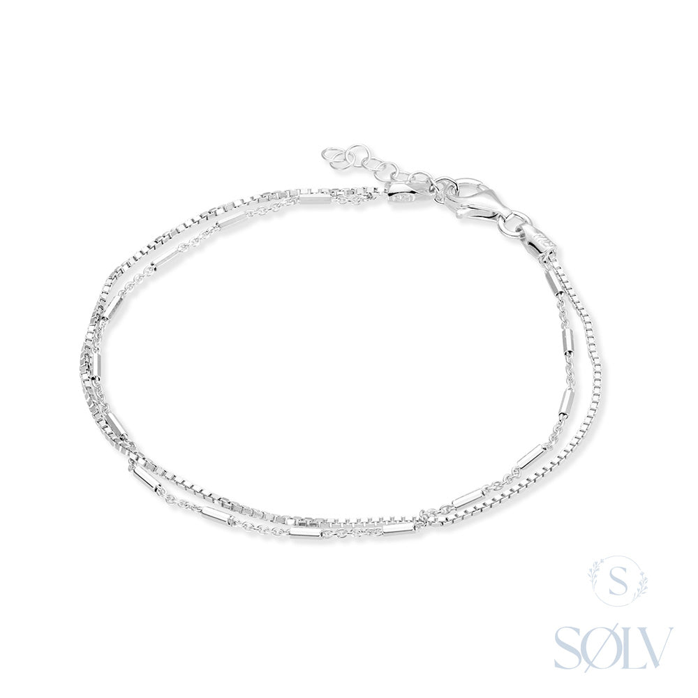 Solv Sterling Silver Double Bracelet