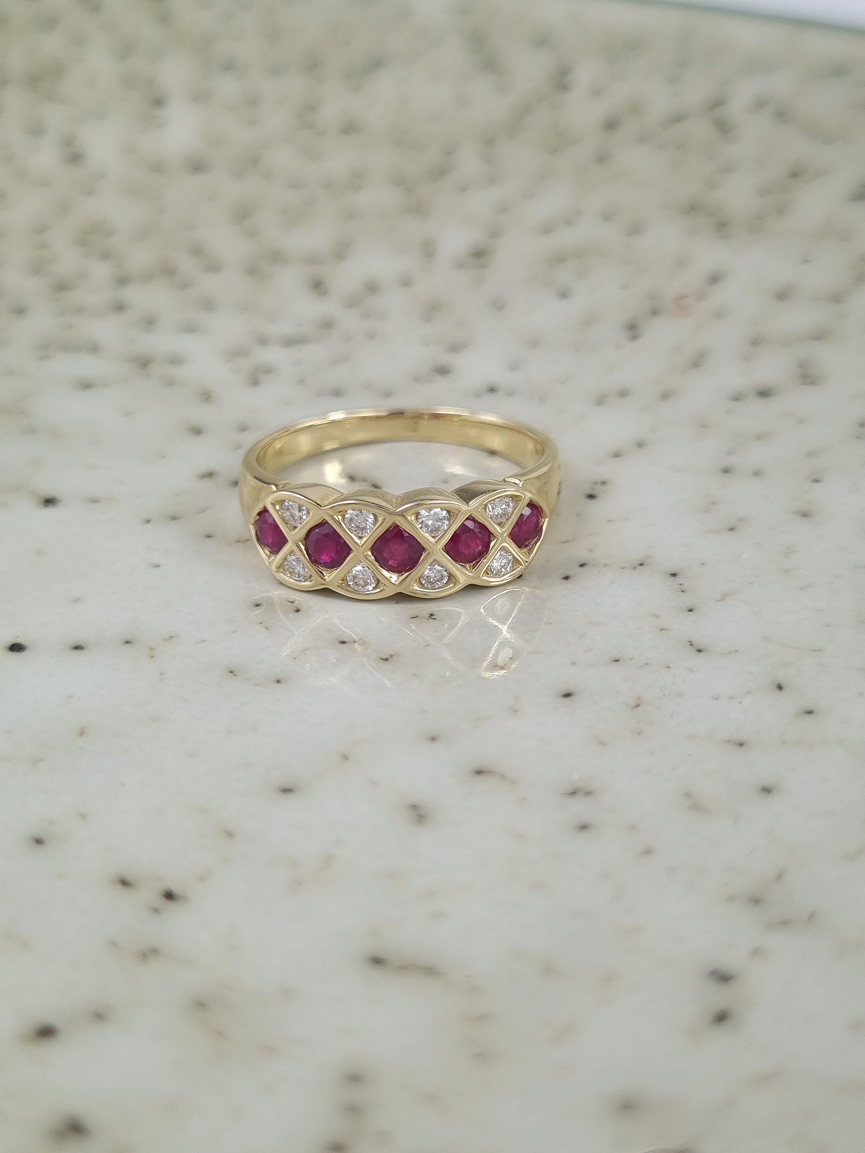 9ct Yellow Gold Ruby and Diamond ring