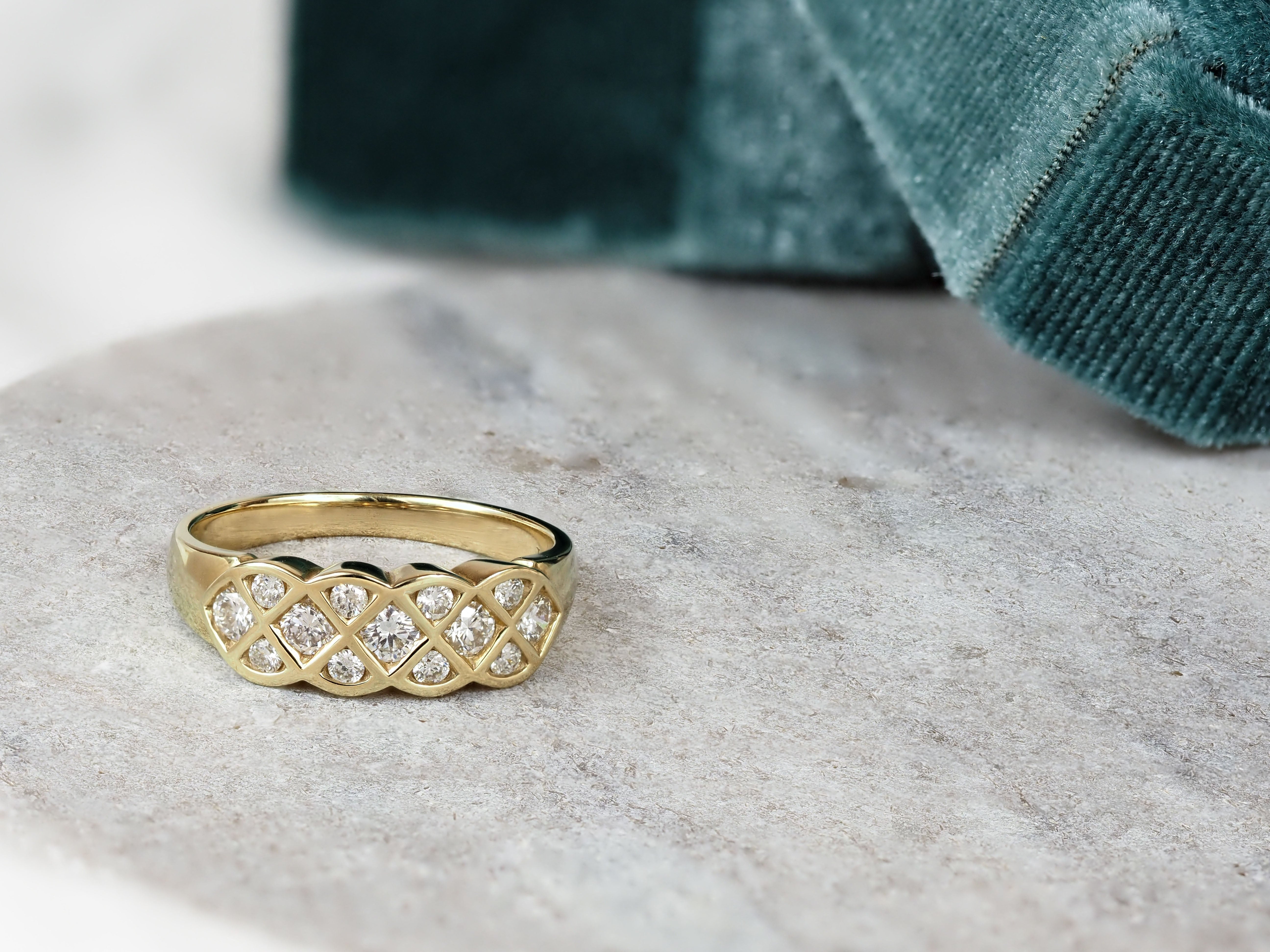9ct Yellow Gold Diamond Lattice Ring, 0.58ct total