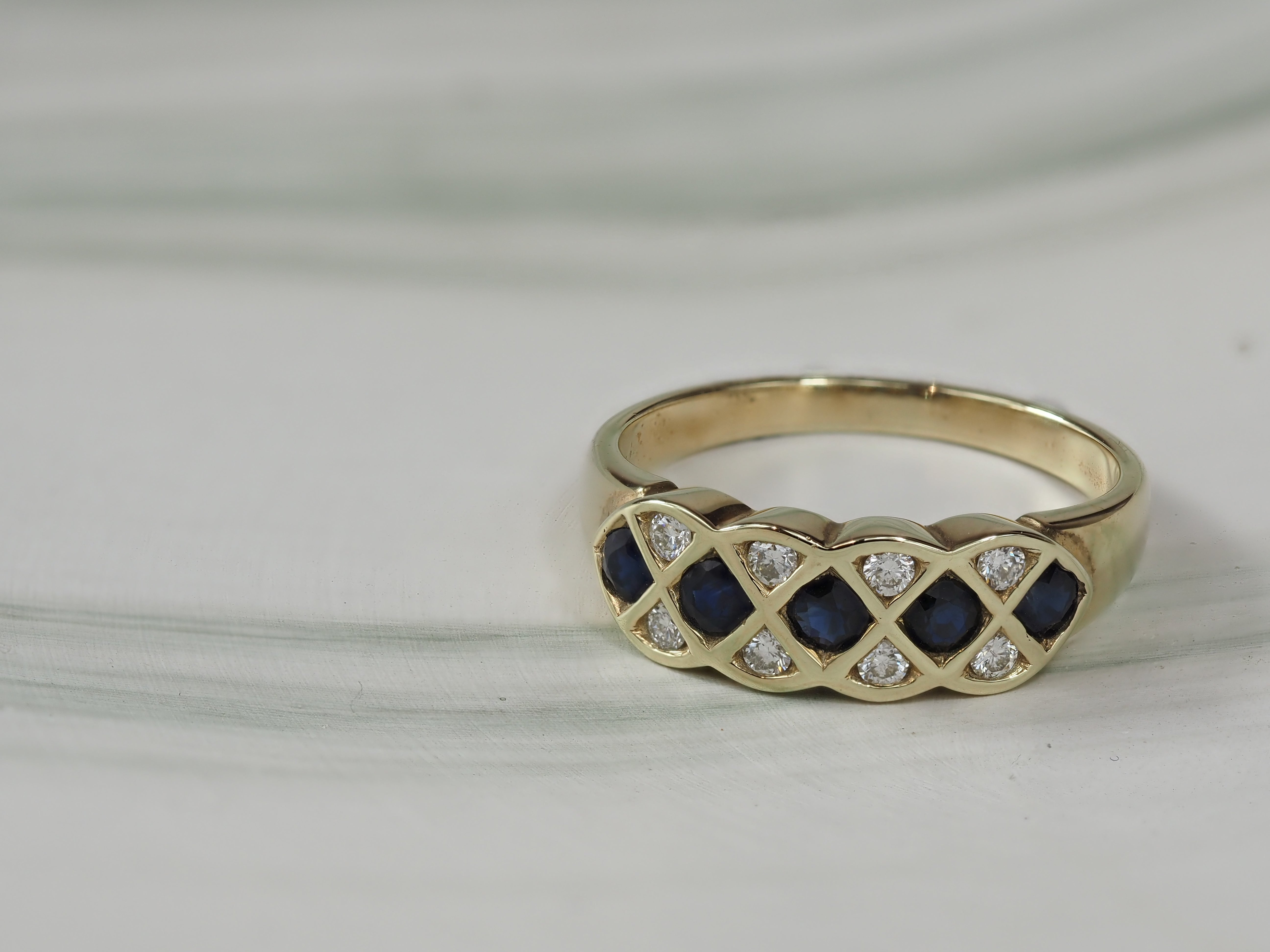 9ct Yellow Gold Sapphire and Diamond Ring