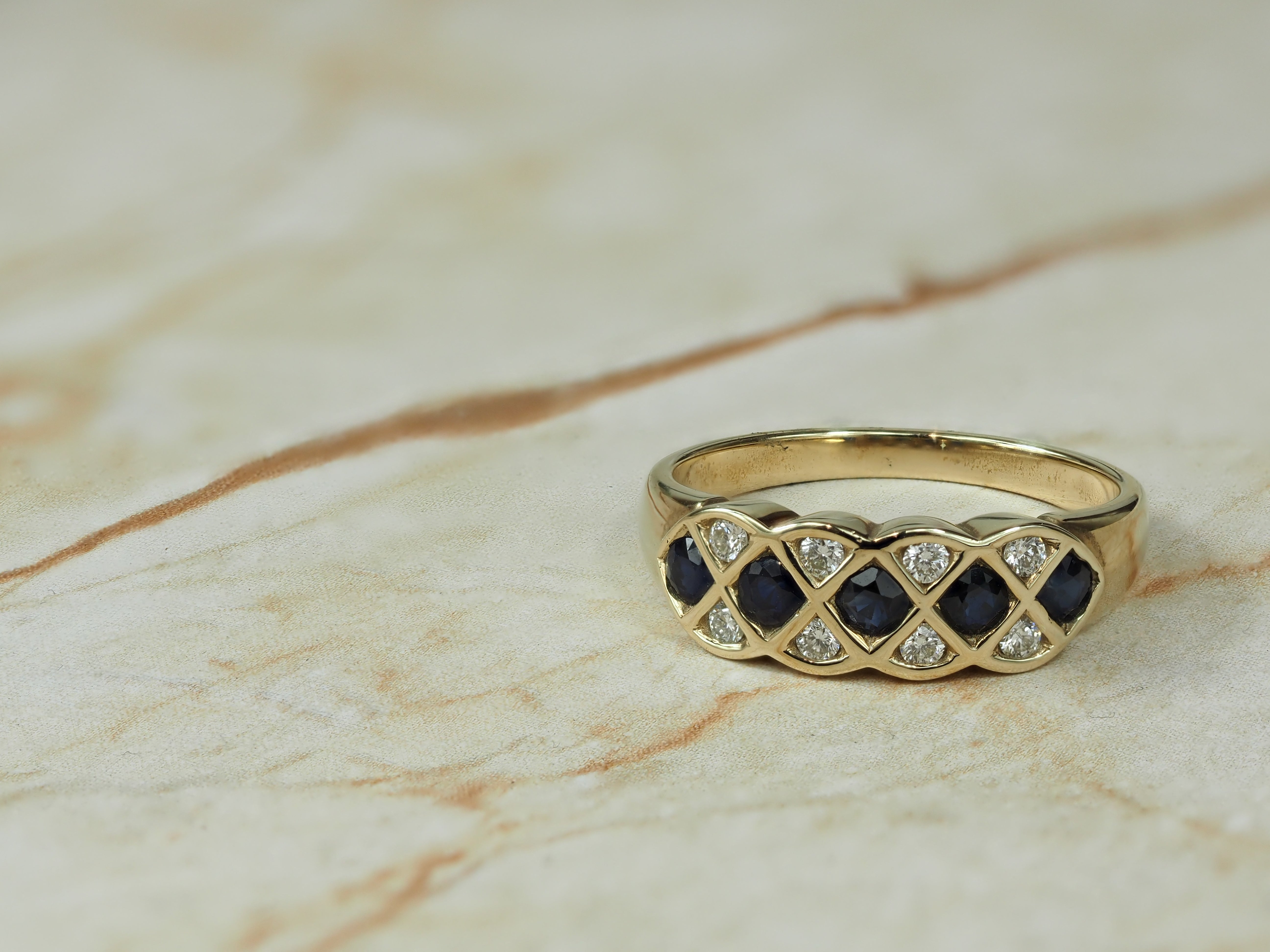 9ct Yellow Gold Sapphire and Diamond Ring