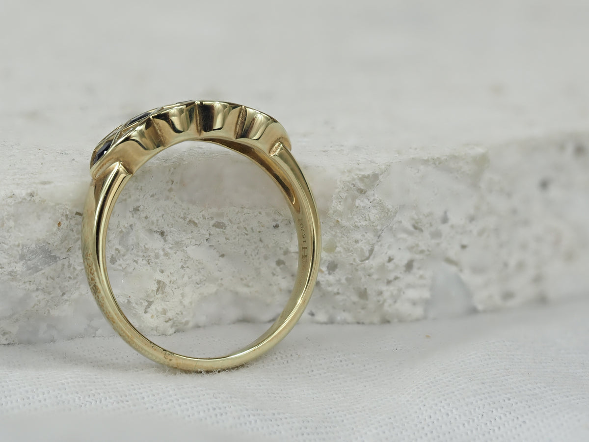 9ct Yellow Gold Sapphire and Diamond Ring