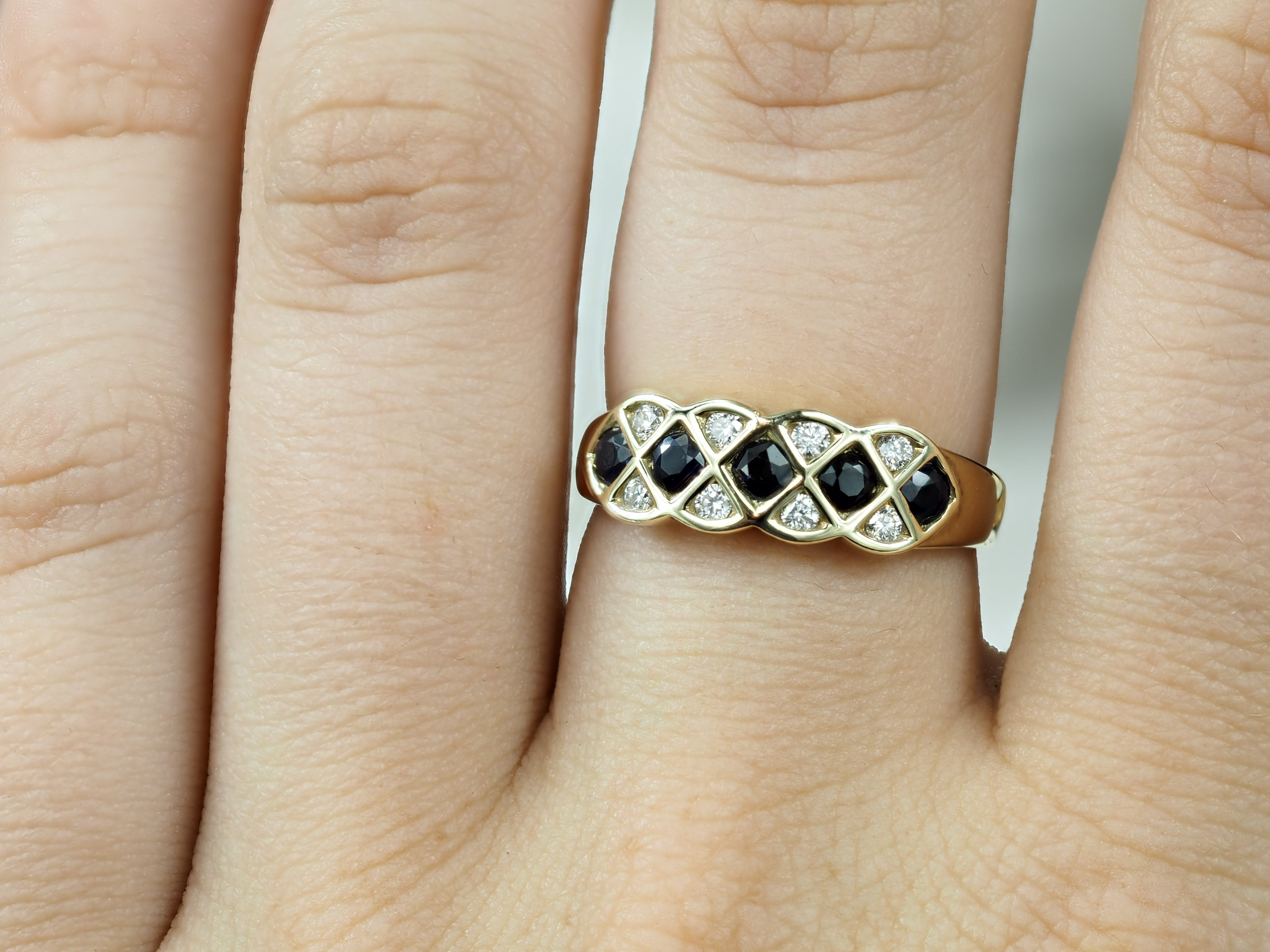 9ct Yellow Gold Sapphire and Diamond Ring