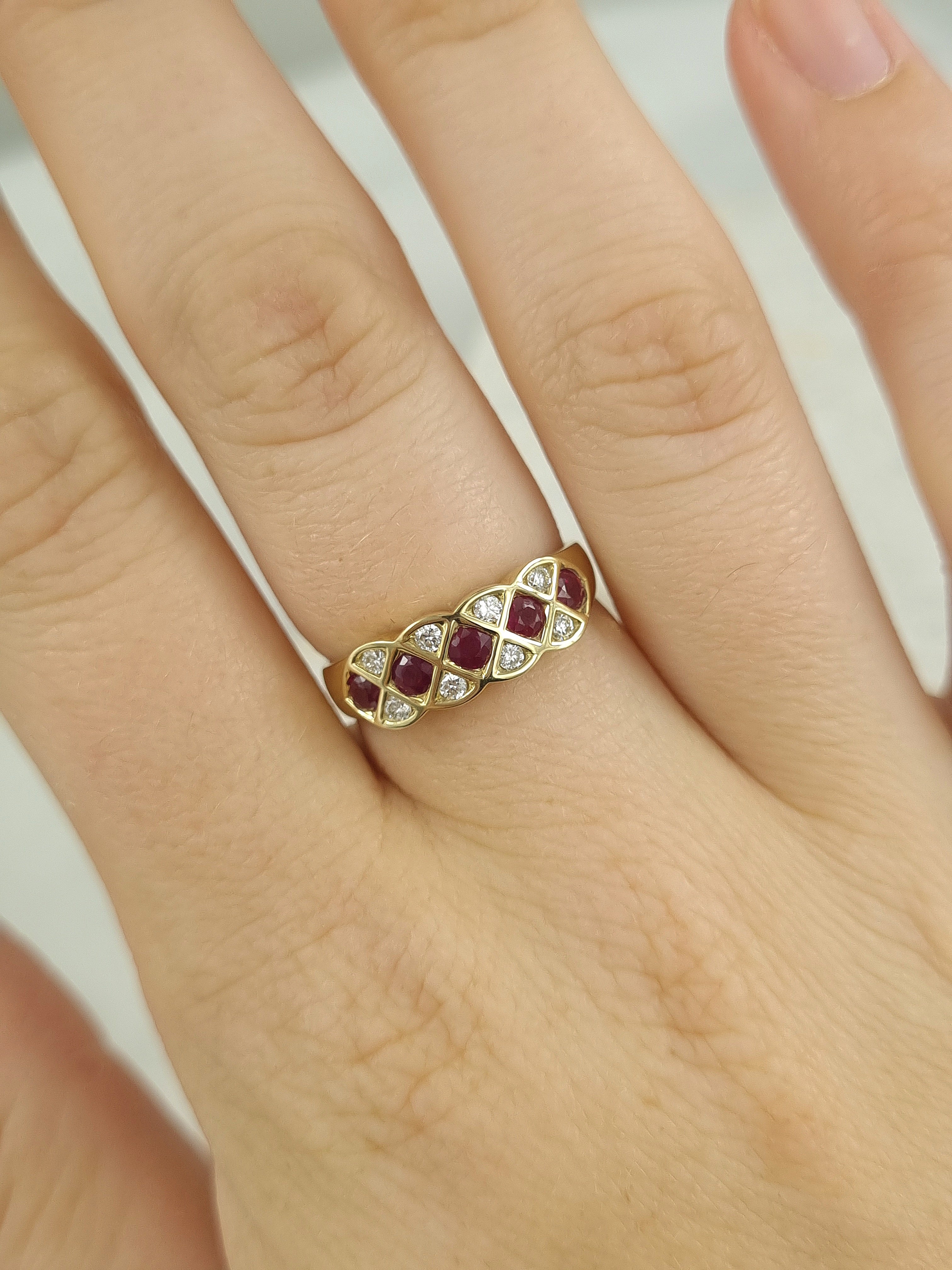 9ct Yellow Gold Ruby and Diamond ring