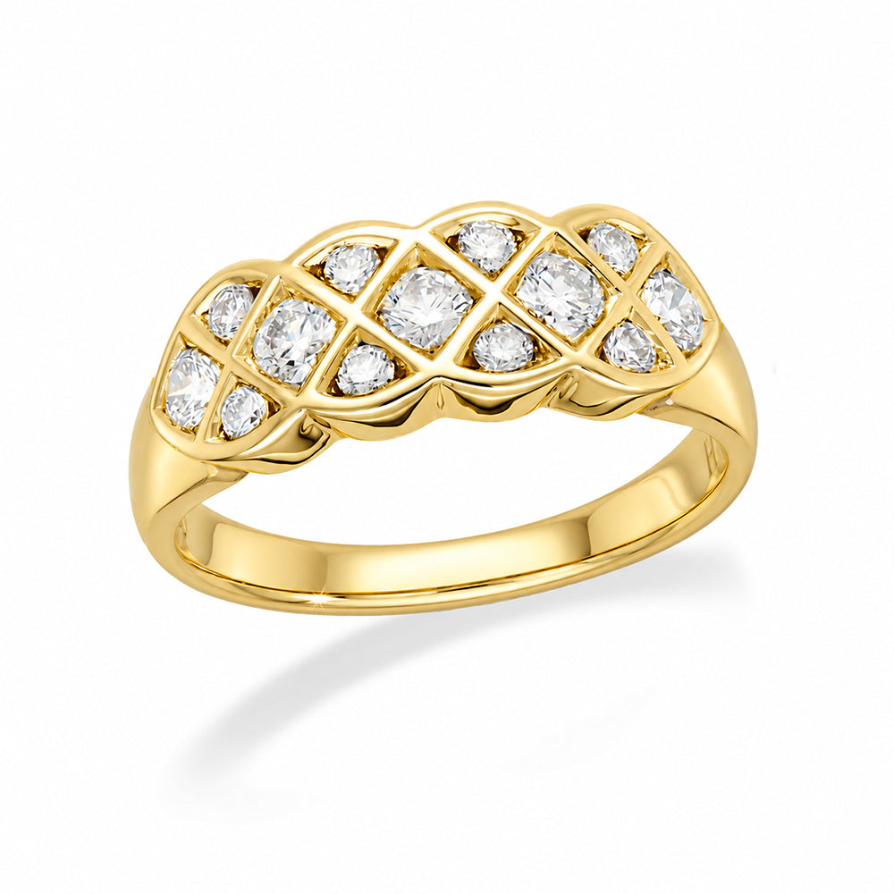 9ct Yellow Gold Diamond Lattice Ring, 0.58ct total