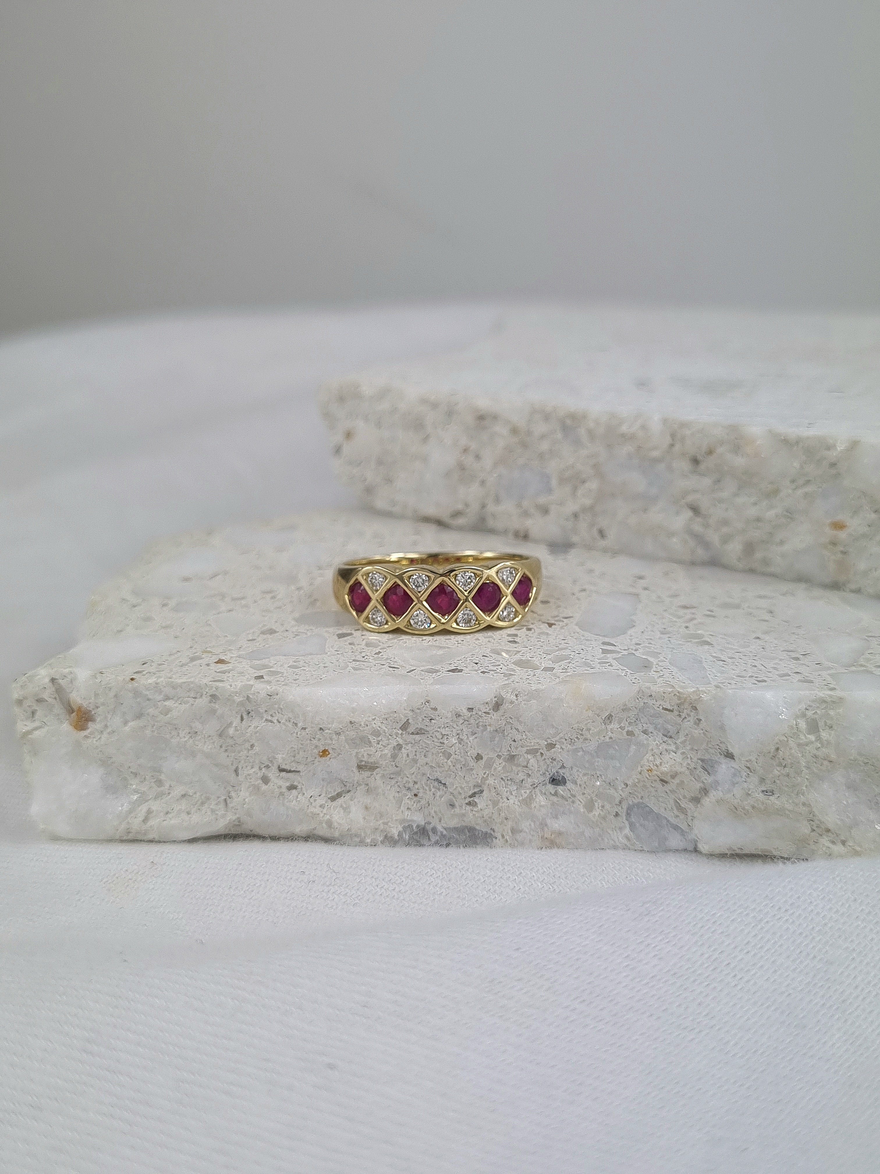 9ct Yellow Gold Ruby and Diamond ring