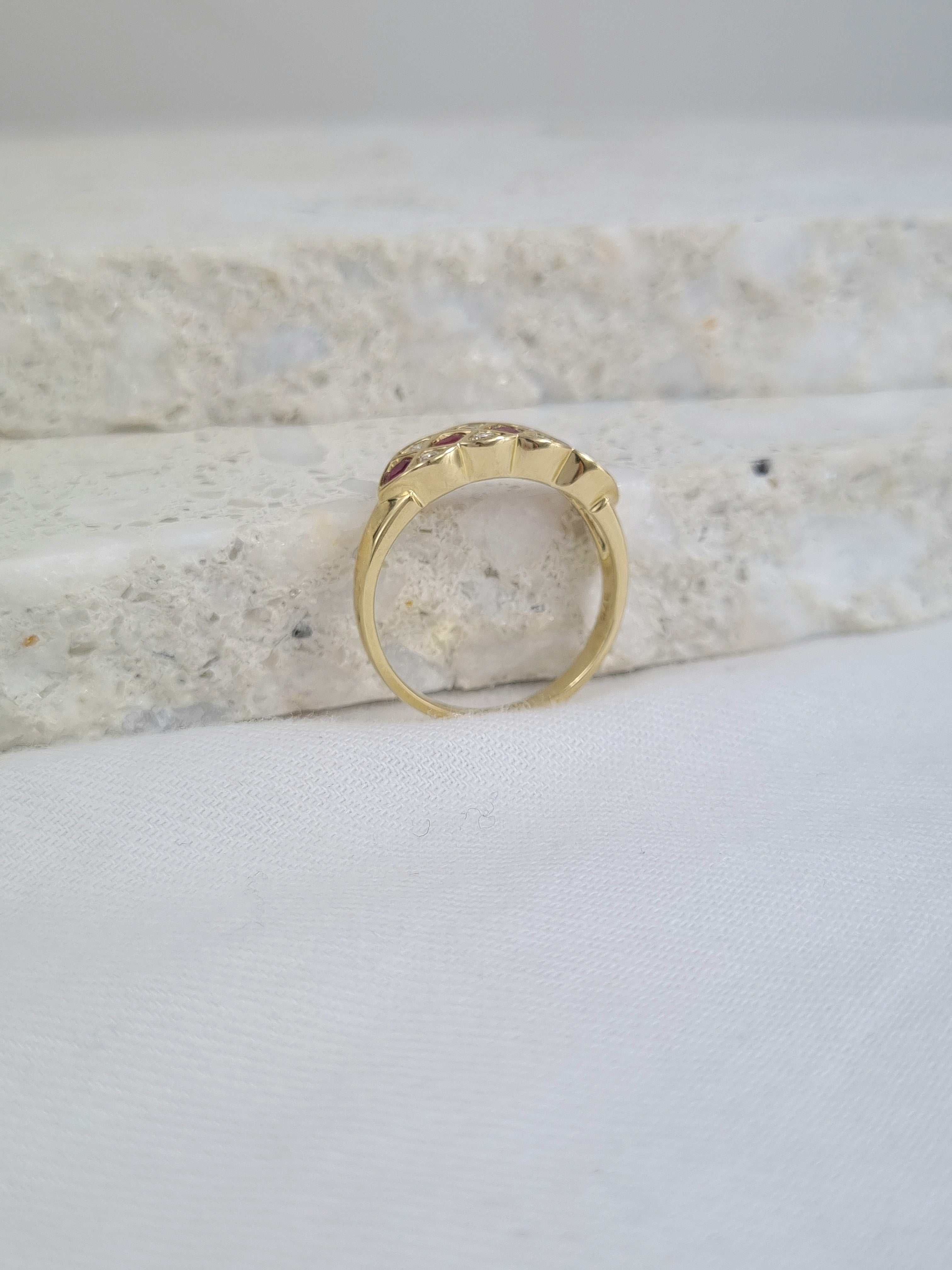 9ct Yellow Gold Ruby and Diamond ring