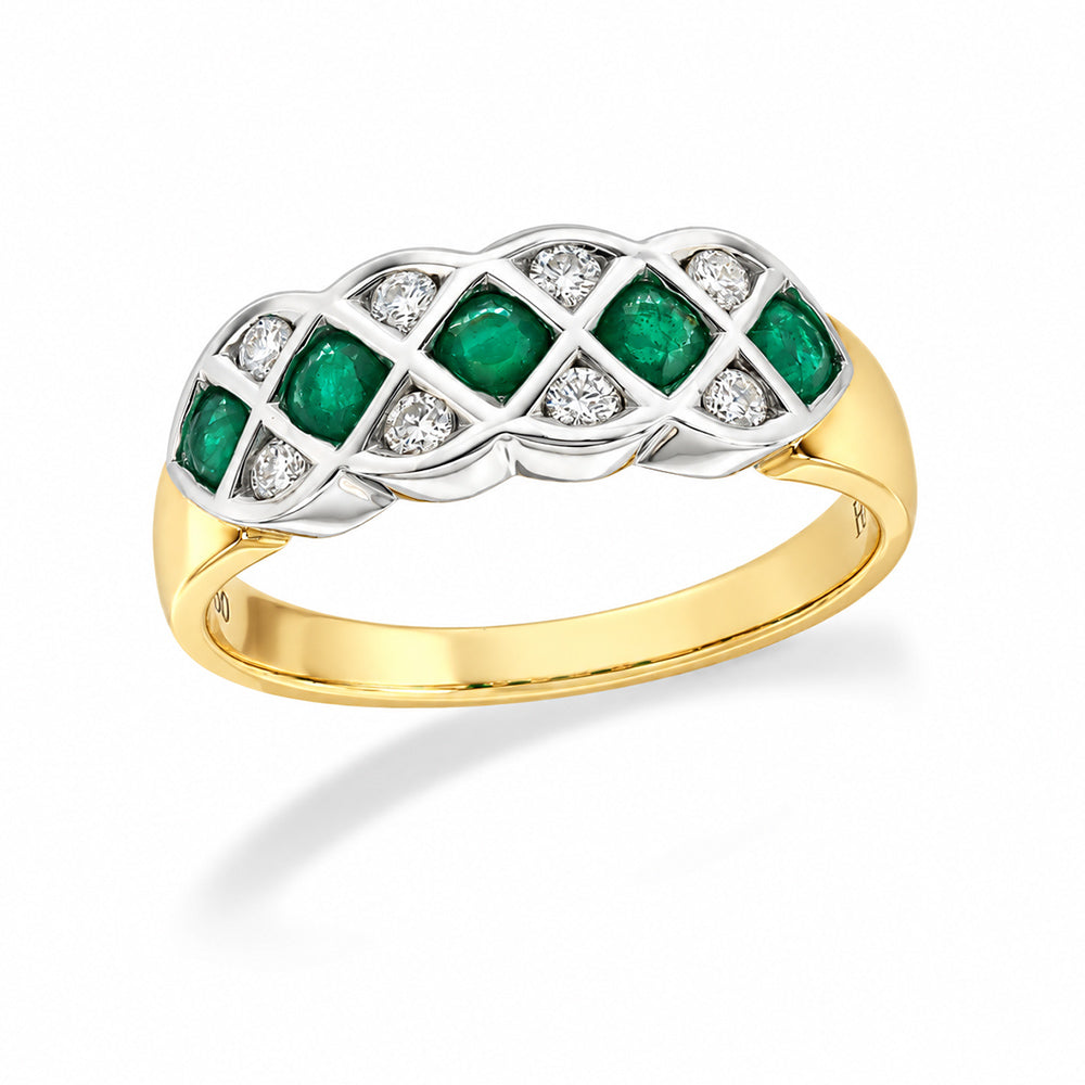 18ct Yellow and White Gold Emerald and Diamond ring