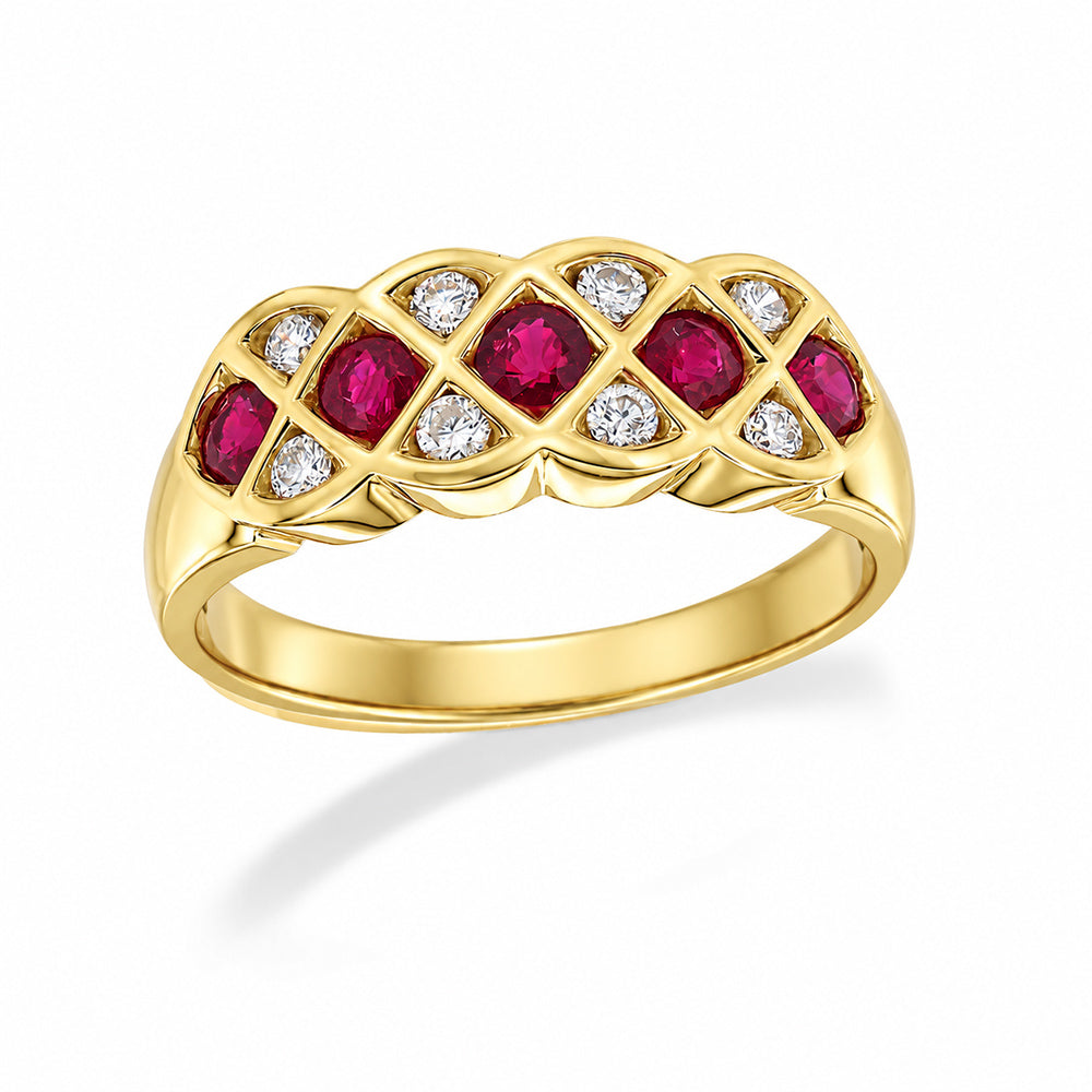 9ct Yellow Gold Ruby and Diamond ring