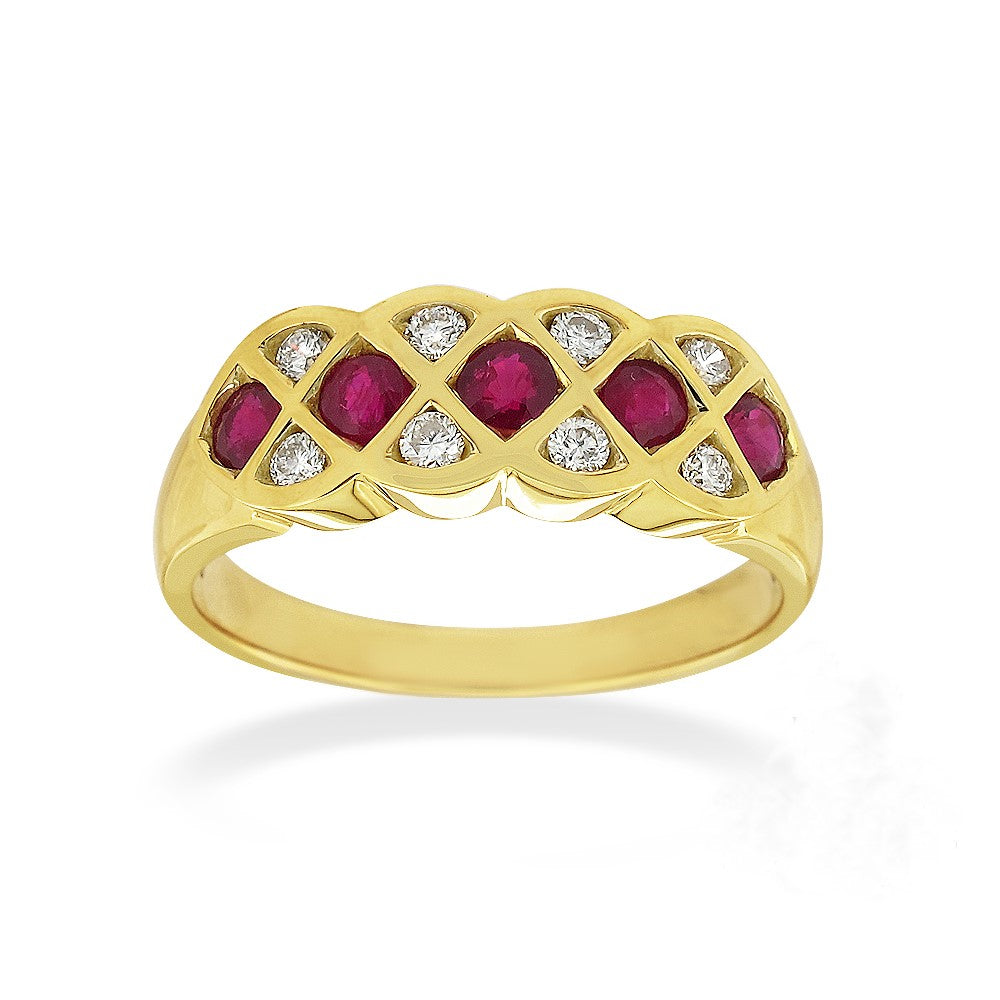 18ct Yellow Gold Ruby and Diamond Ring