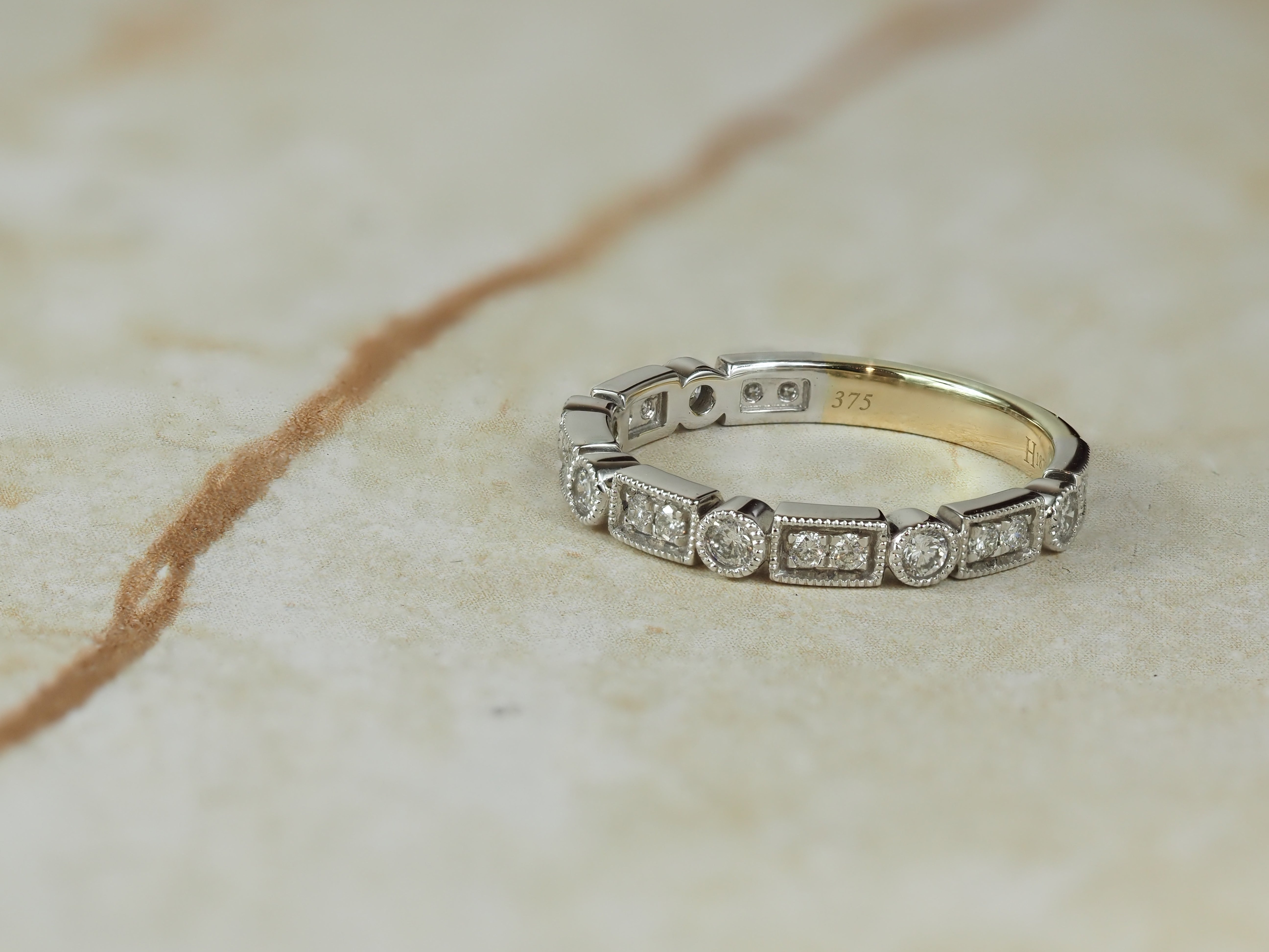 9ct Yellow and White Gold Vintage Style Diamond Ring, 0.39ct Total