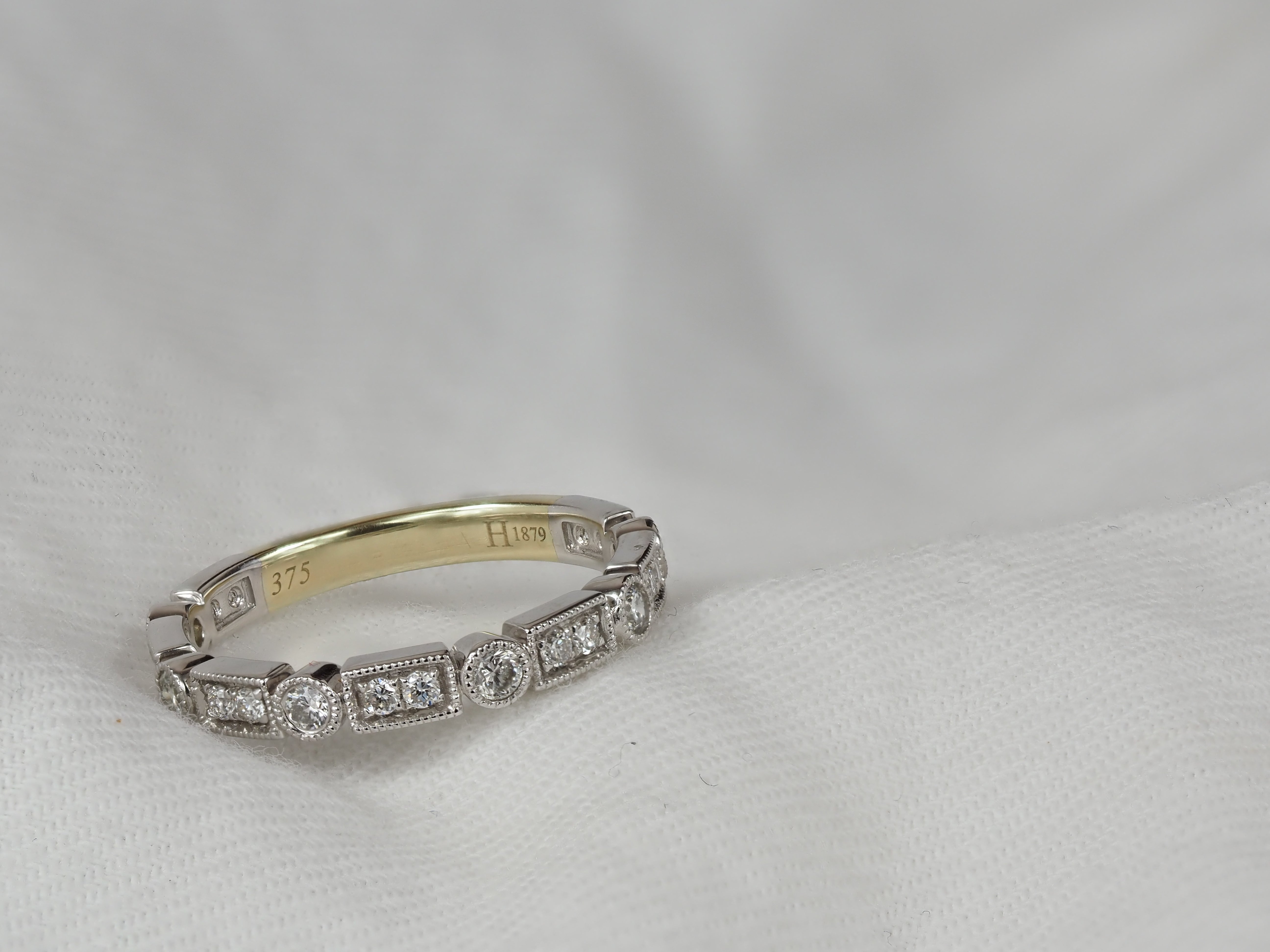 9ct Yellow and White Gold Vintage Style Diamond Ring, 0.39ct Total