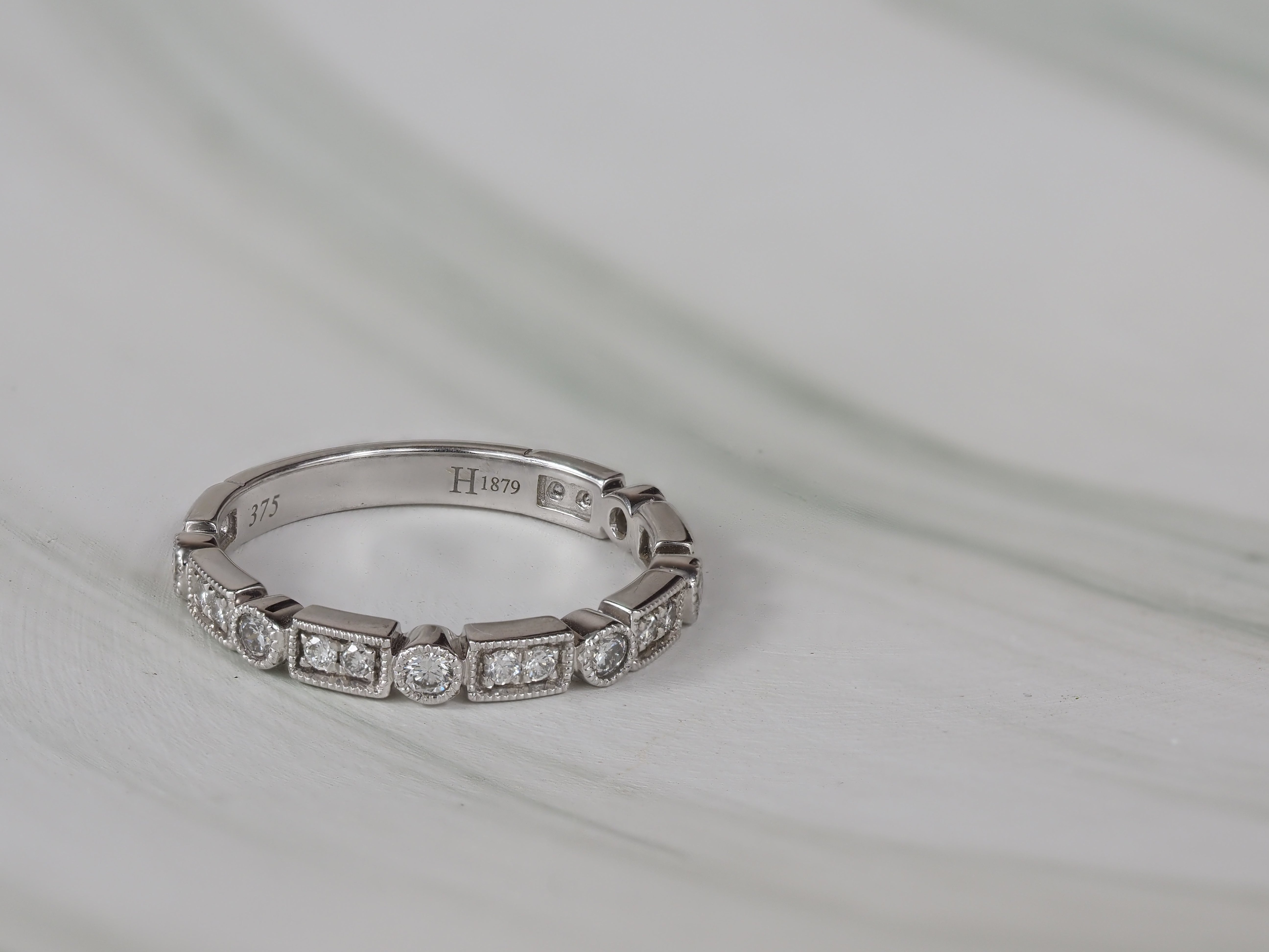 9ct White Gold Vintage Style Diamond Ring, 0.38ct Total