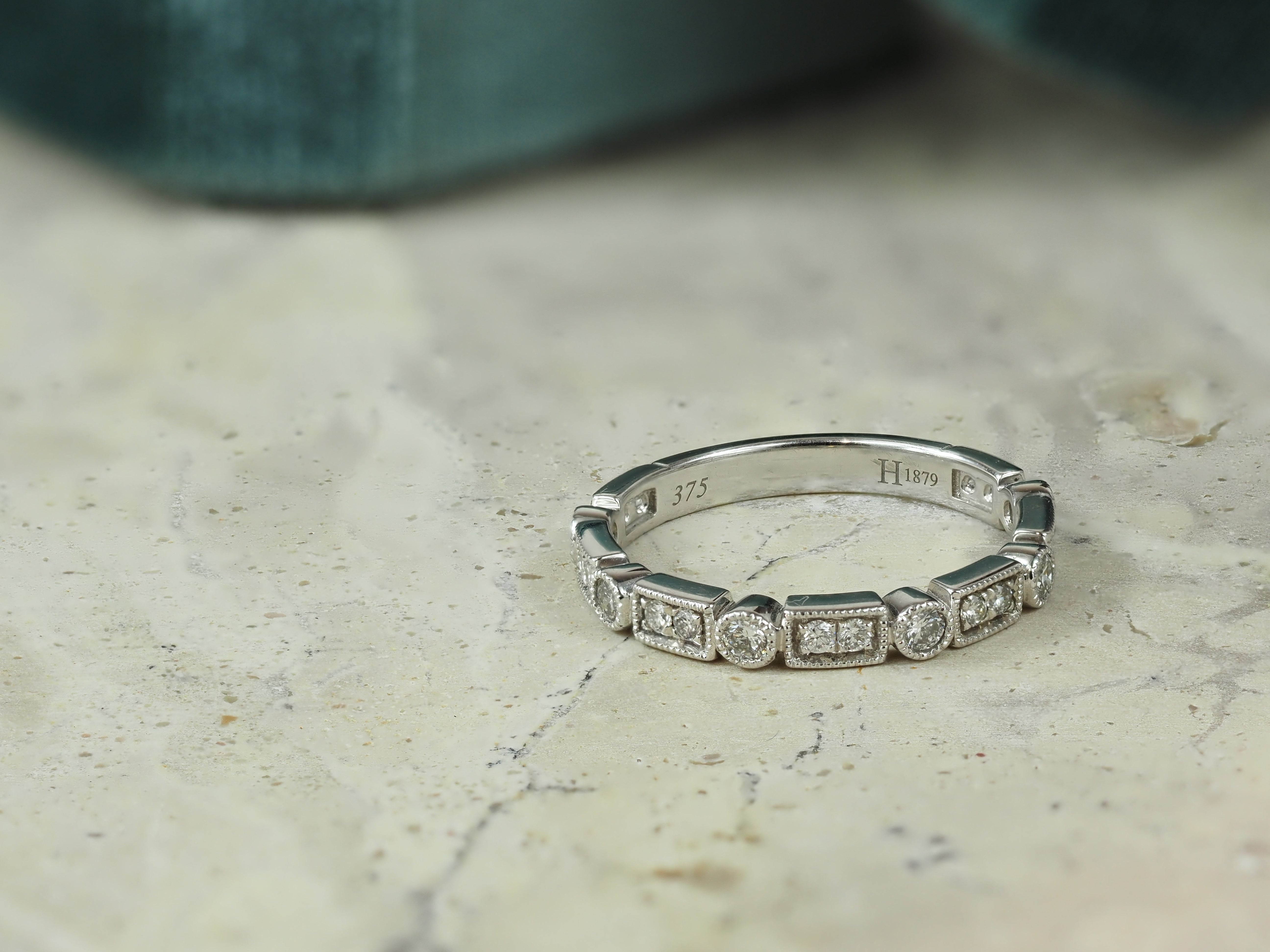 9ct White Gold Vintage Style Diamond Ring, 0.38ct Total