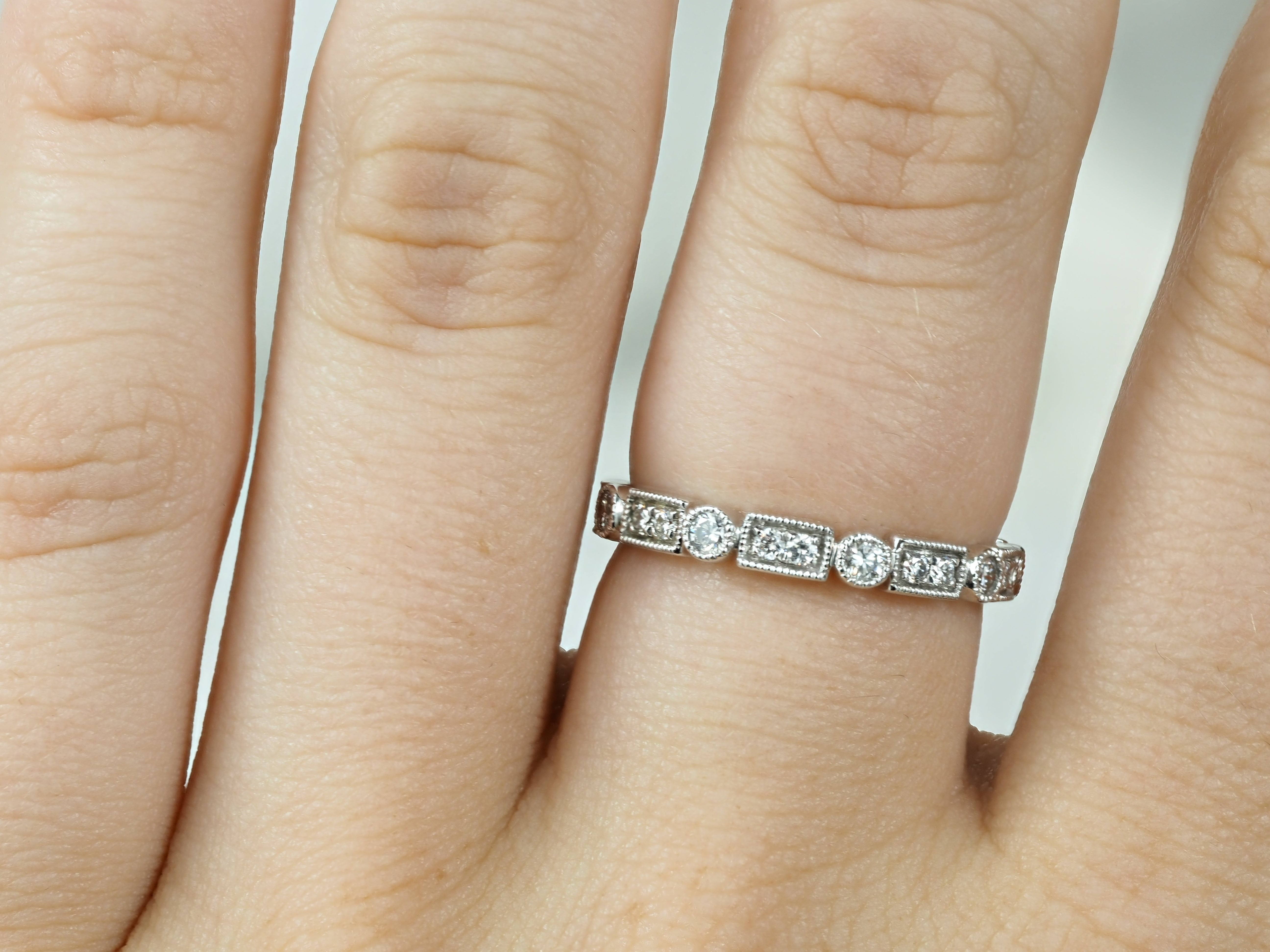 9ct White Gold Vintage Style Diamond Ring, 0.38ct Total