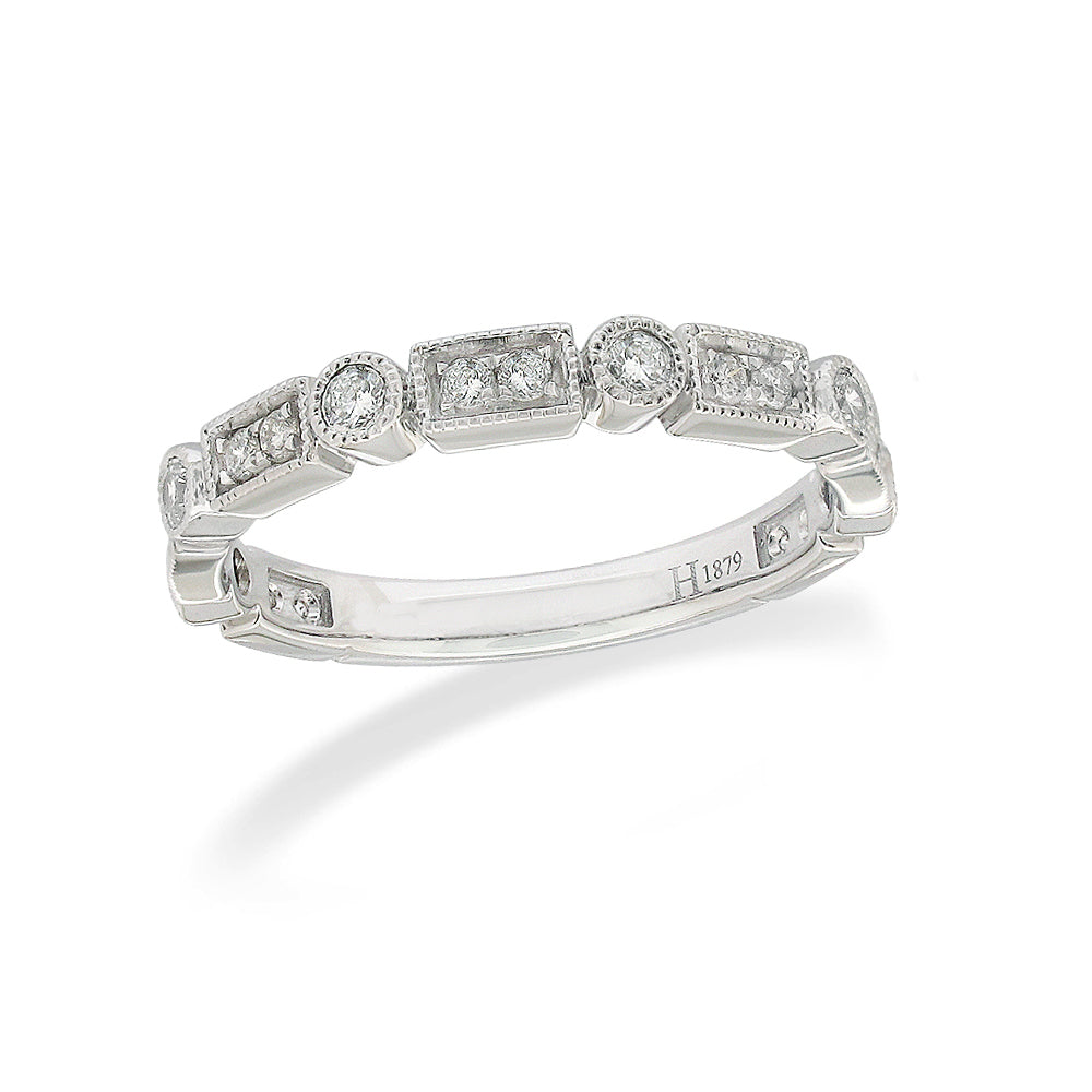 9ct White Gold Vintage Style Diamond Ring, 0.38ct Total