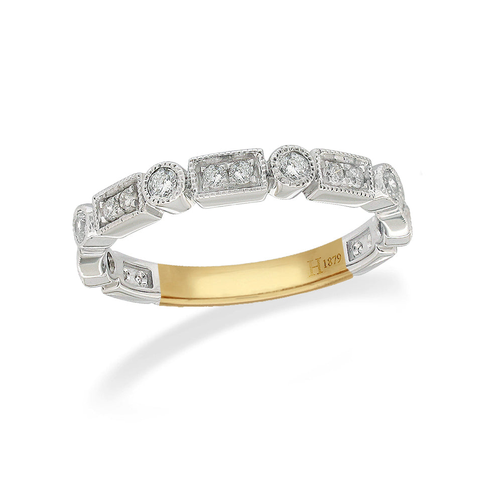 9ct Yellow and White Gold Diamond Vintage Style Ring