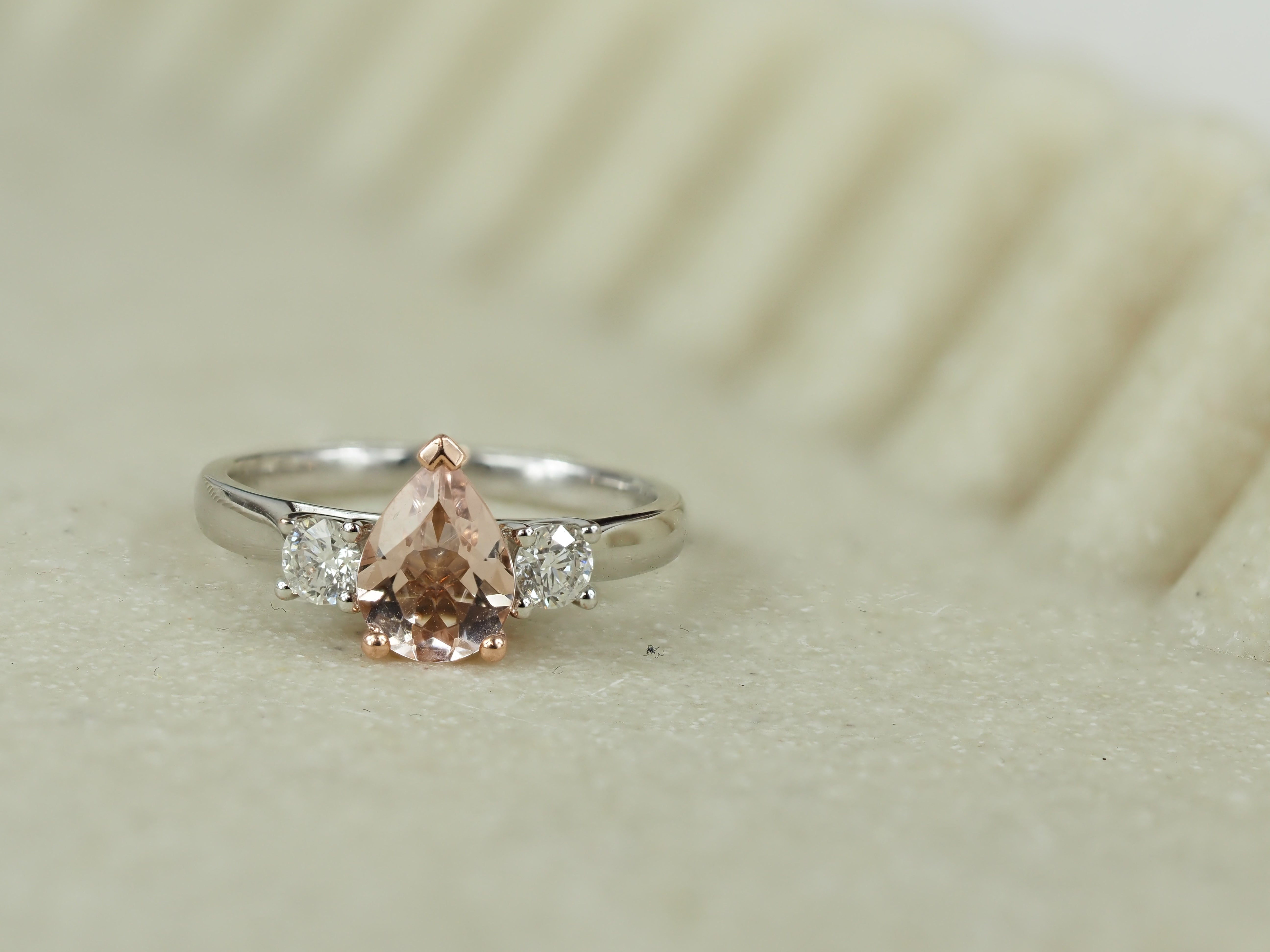 9ct Rose and White Gold Morganite and Diamond ring