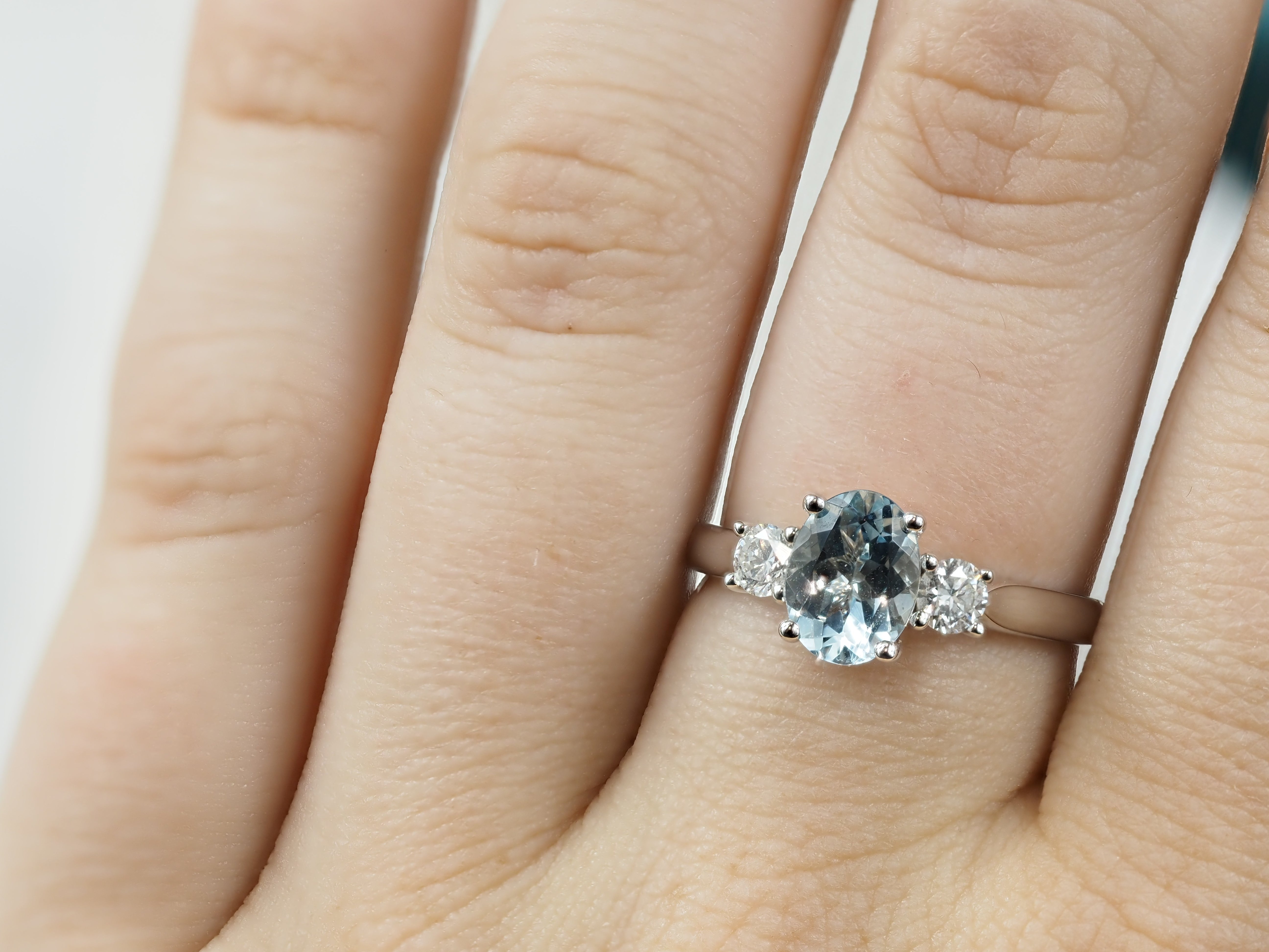 18ct White Gold Aquamarine and Diamond dress ring