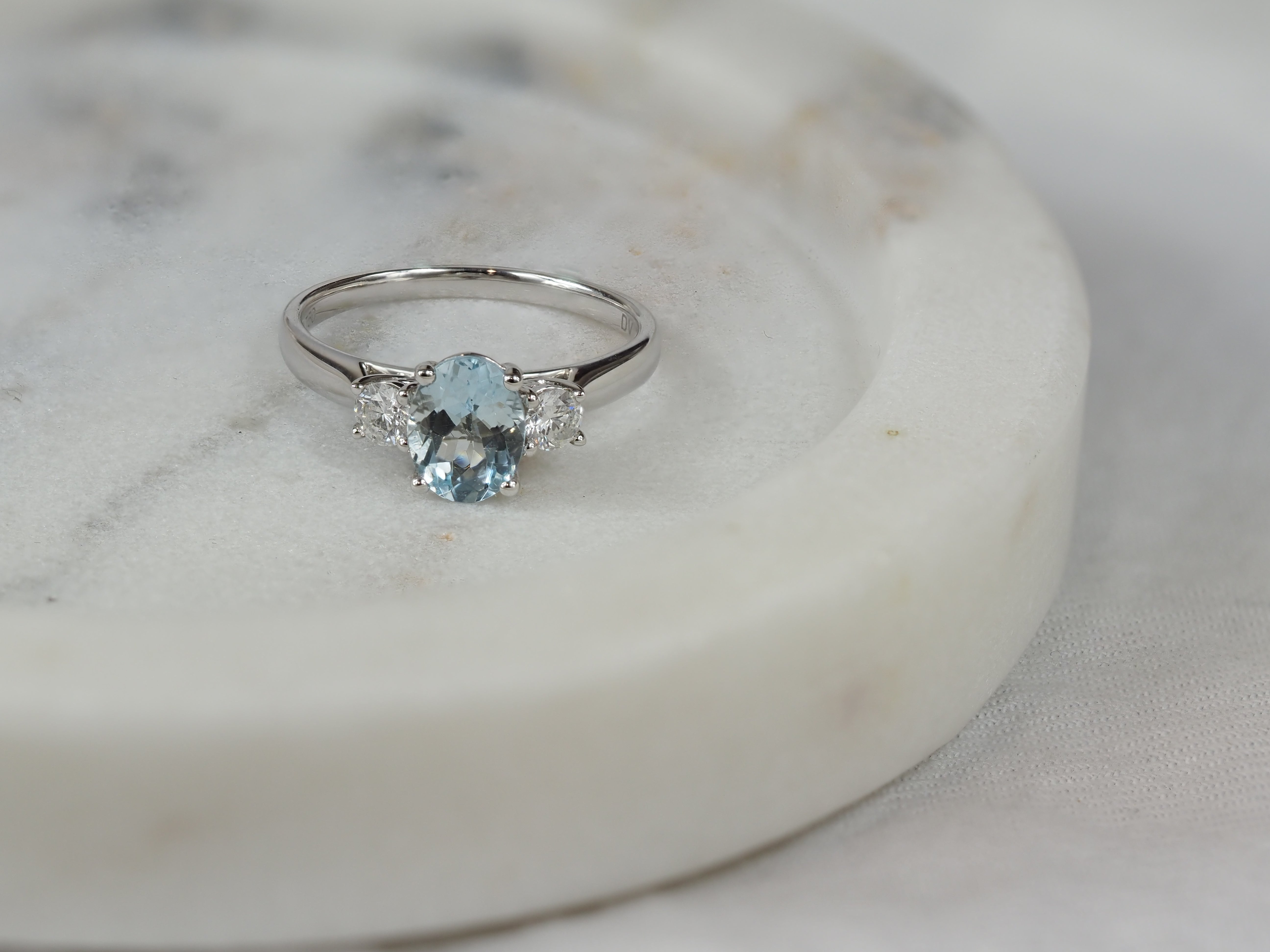 18ct White Gold Aquamarine and Diamond dress ring