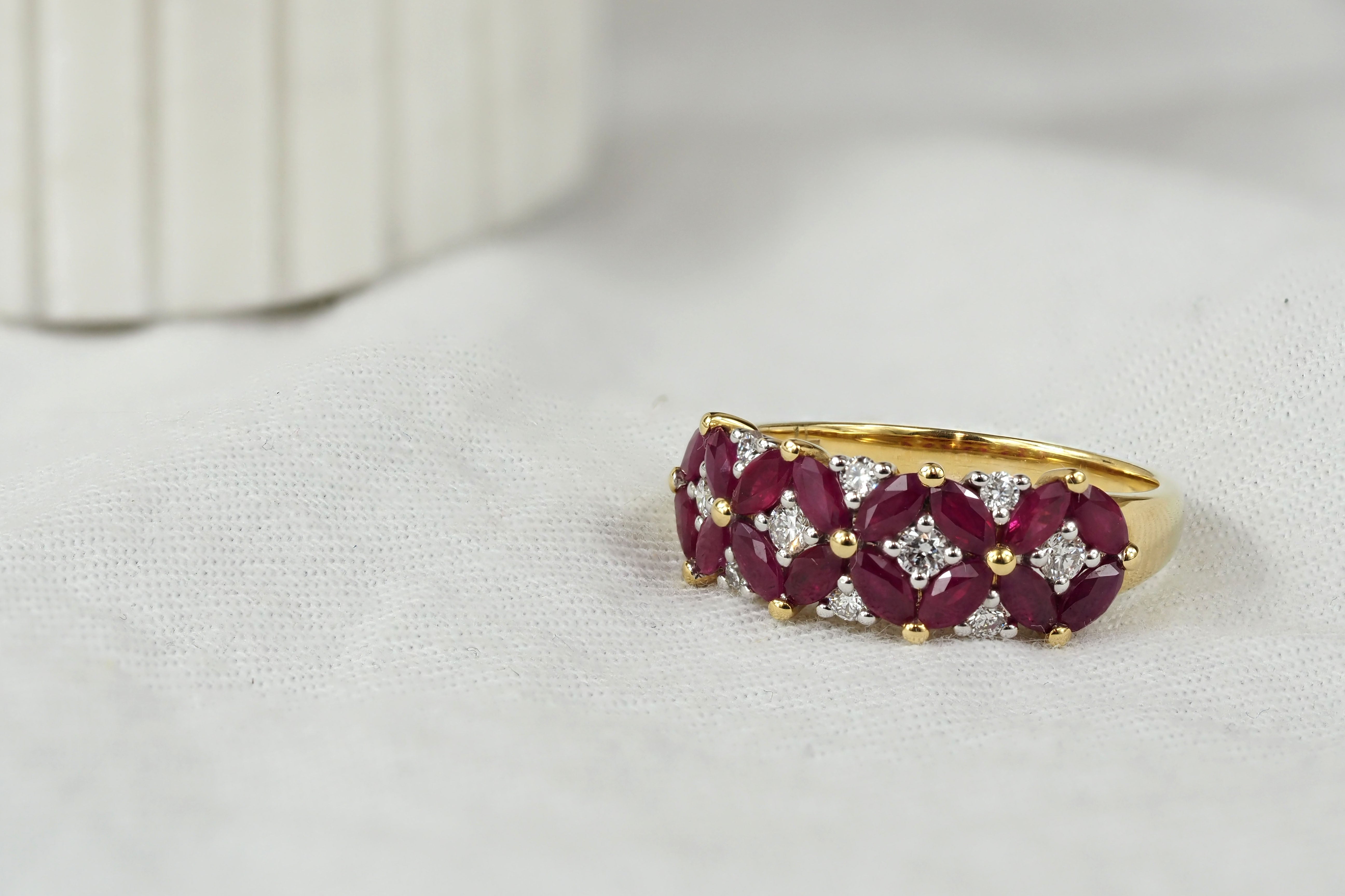 18ct Yellow and White Ruby and Diamond ring