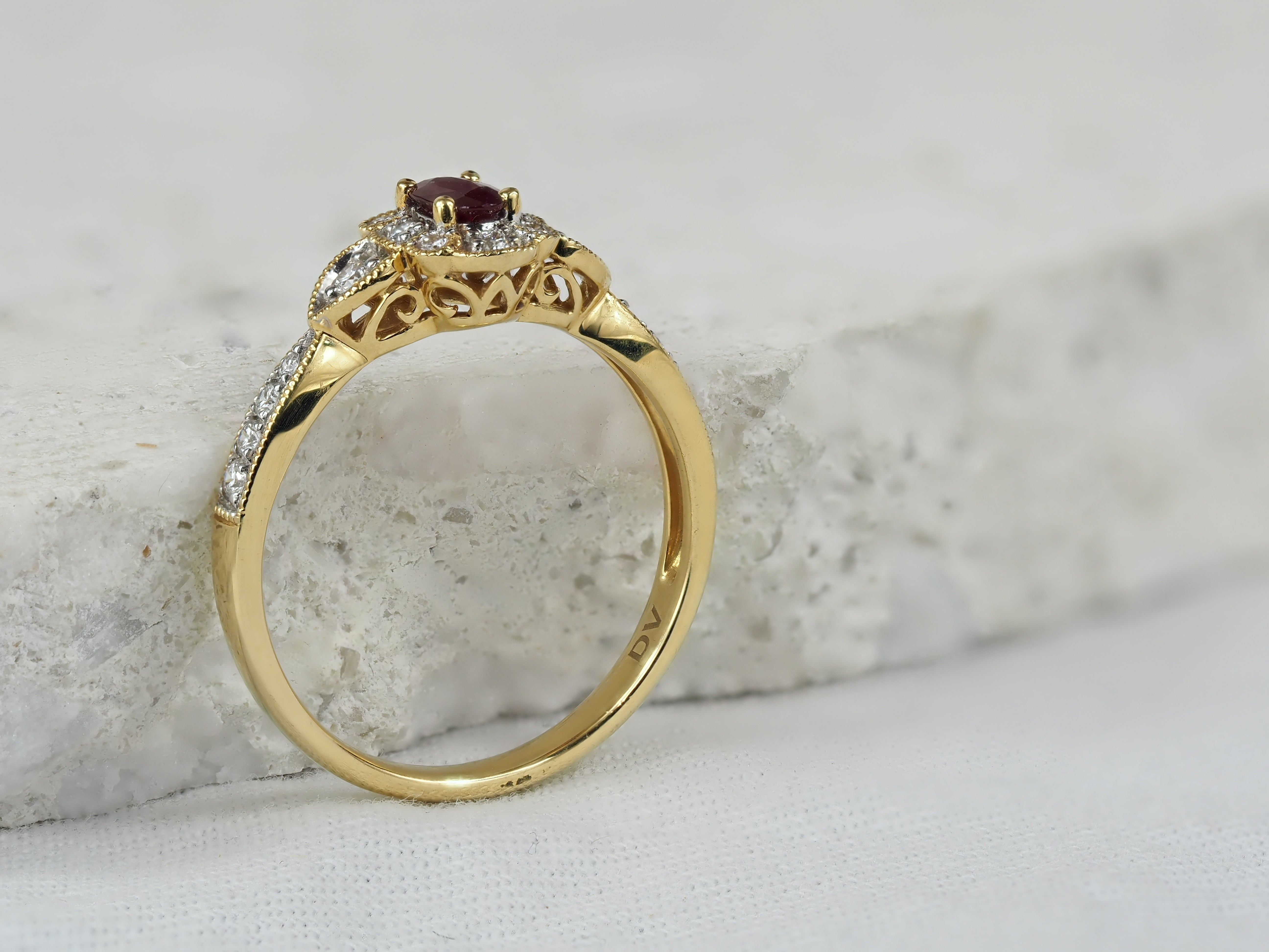 18ct Yellow and White Gold Ruby and Diamond ring