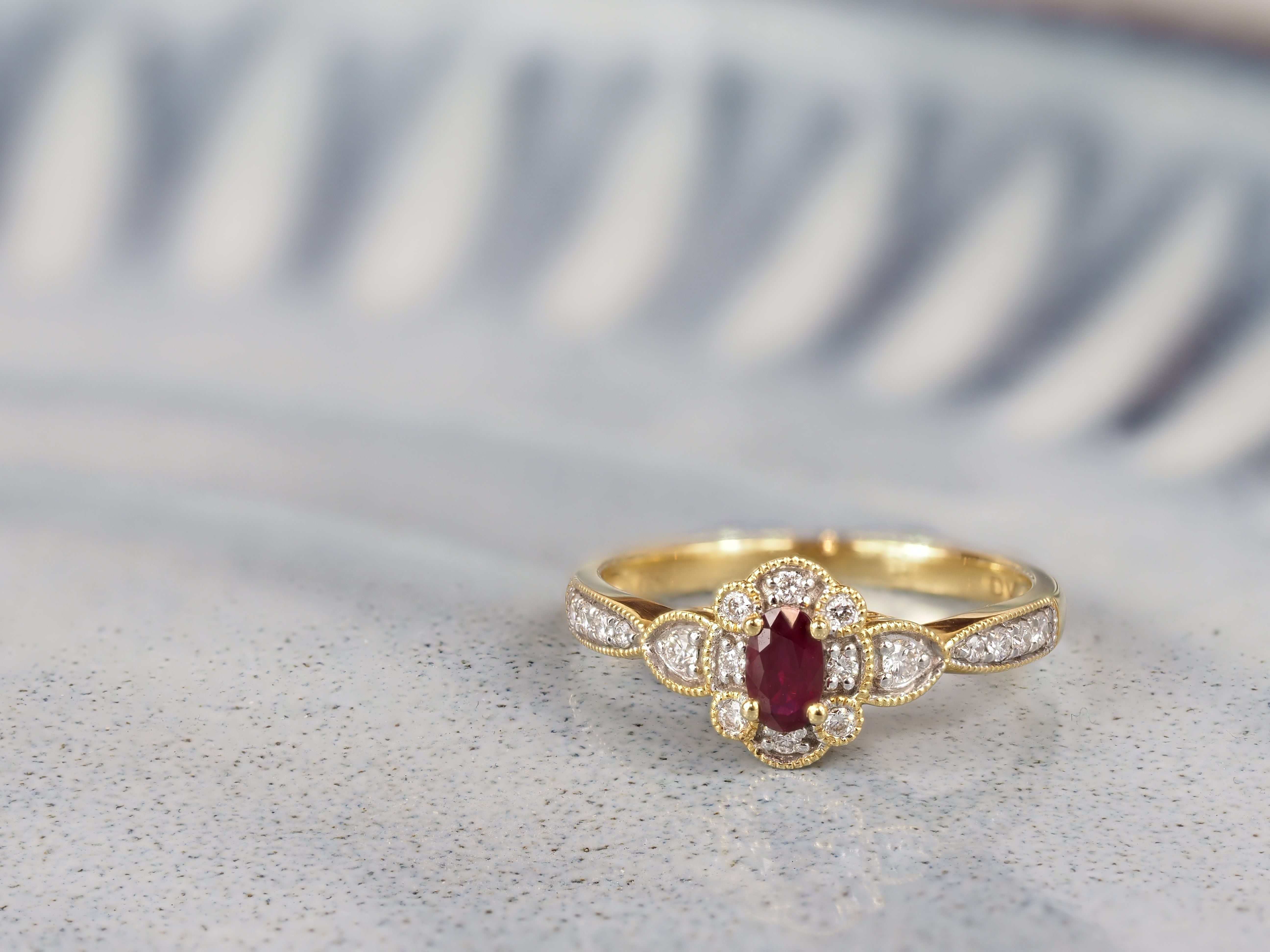 18ct Yellow and White Gold Ruby and Diamond Ring