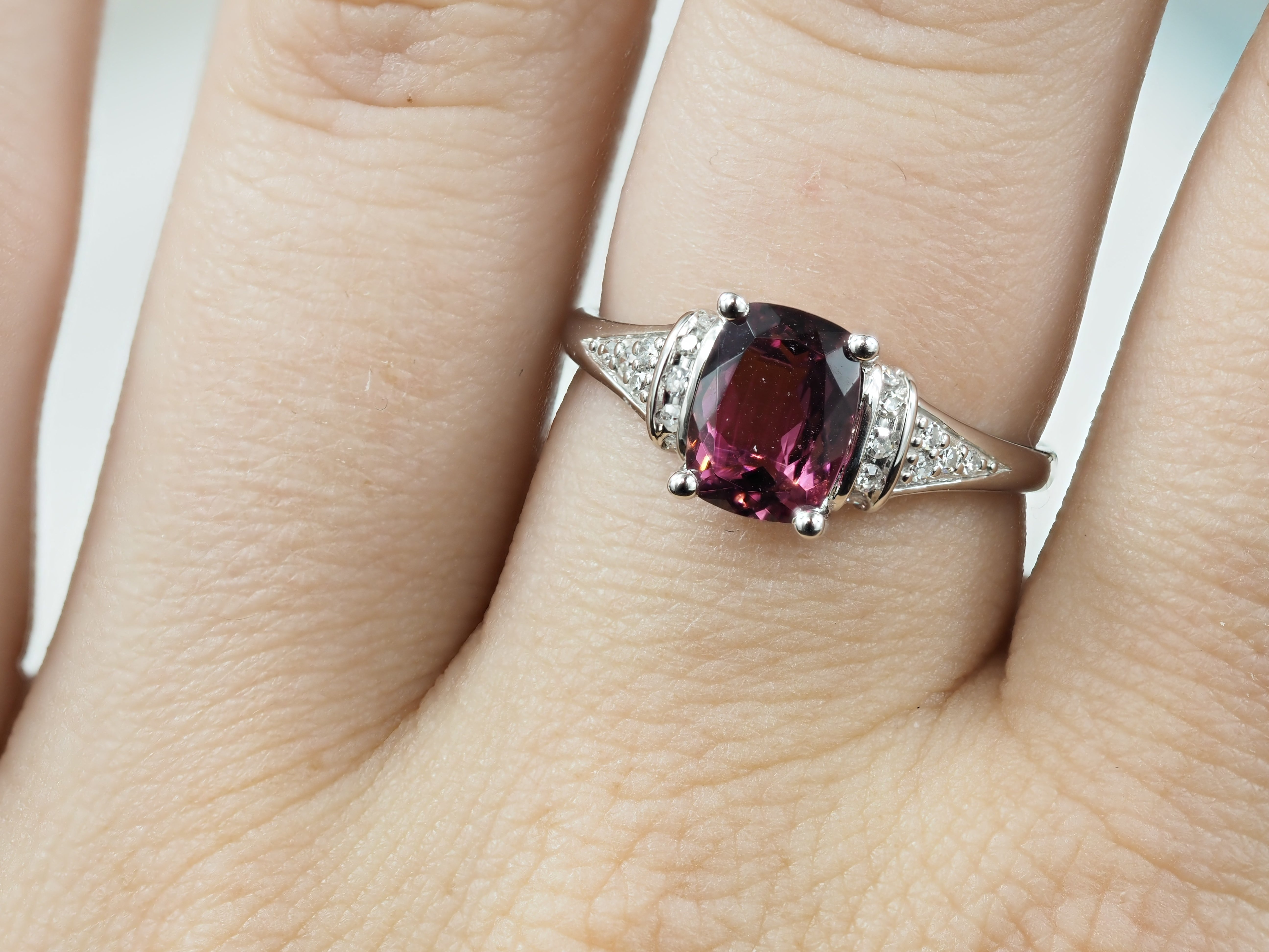 18ct White Gold Pink Tourmaline and Diamond Ring