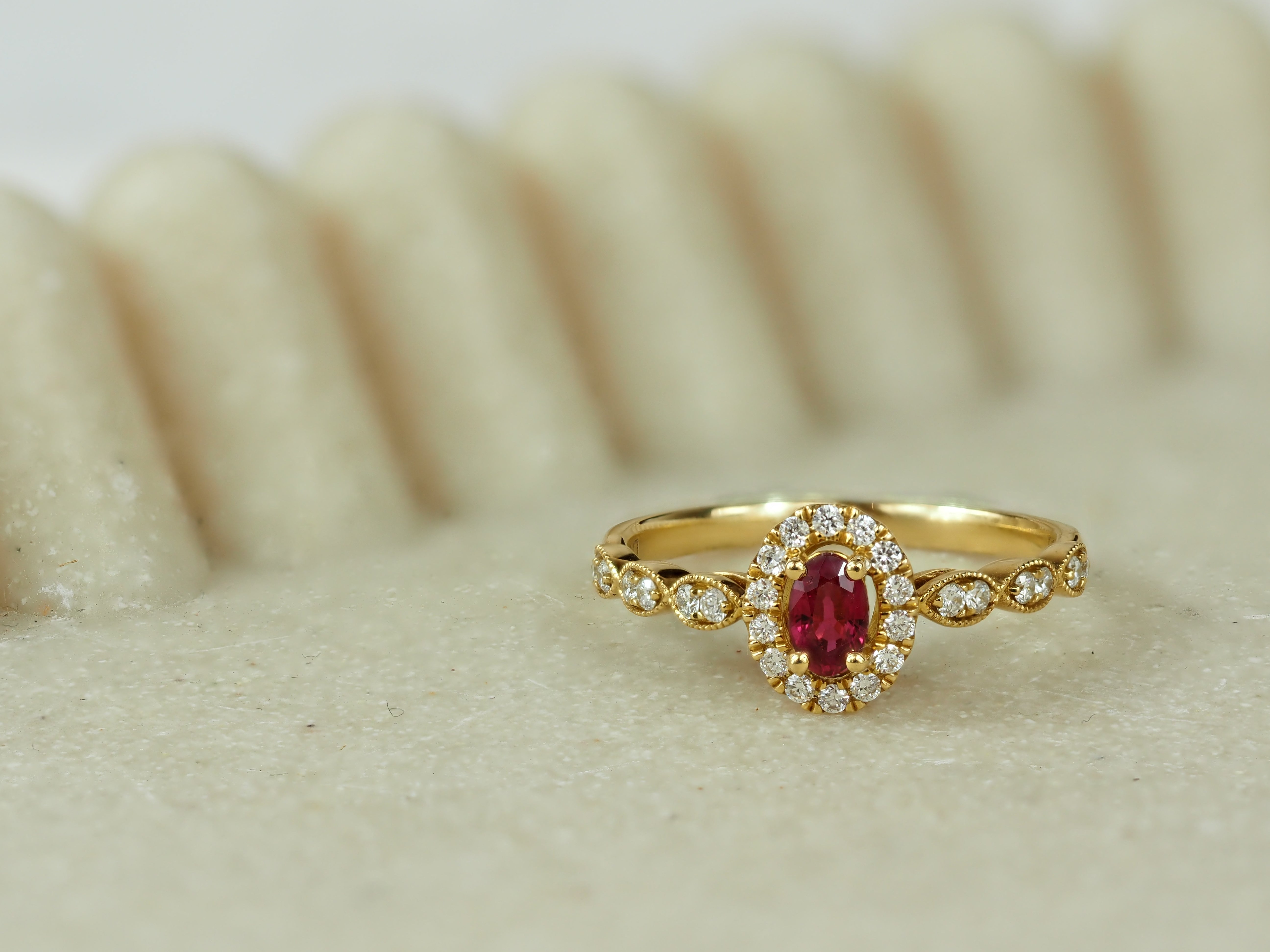 18ct Yellow Gold Ruby and Diamond ring