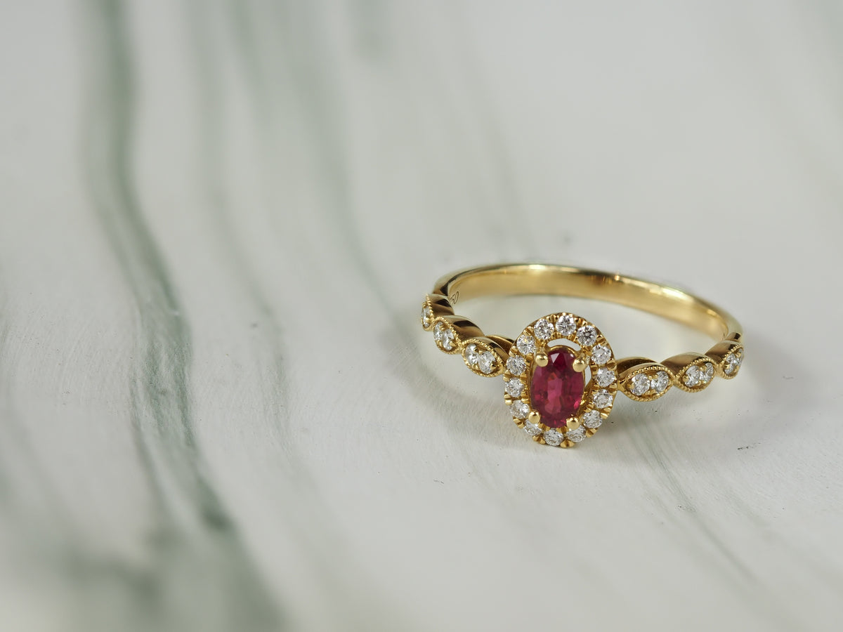 18ct Yellow Gold Ruby and Diamond ring