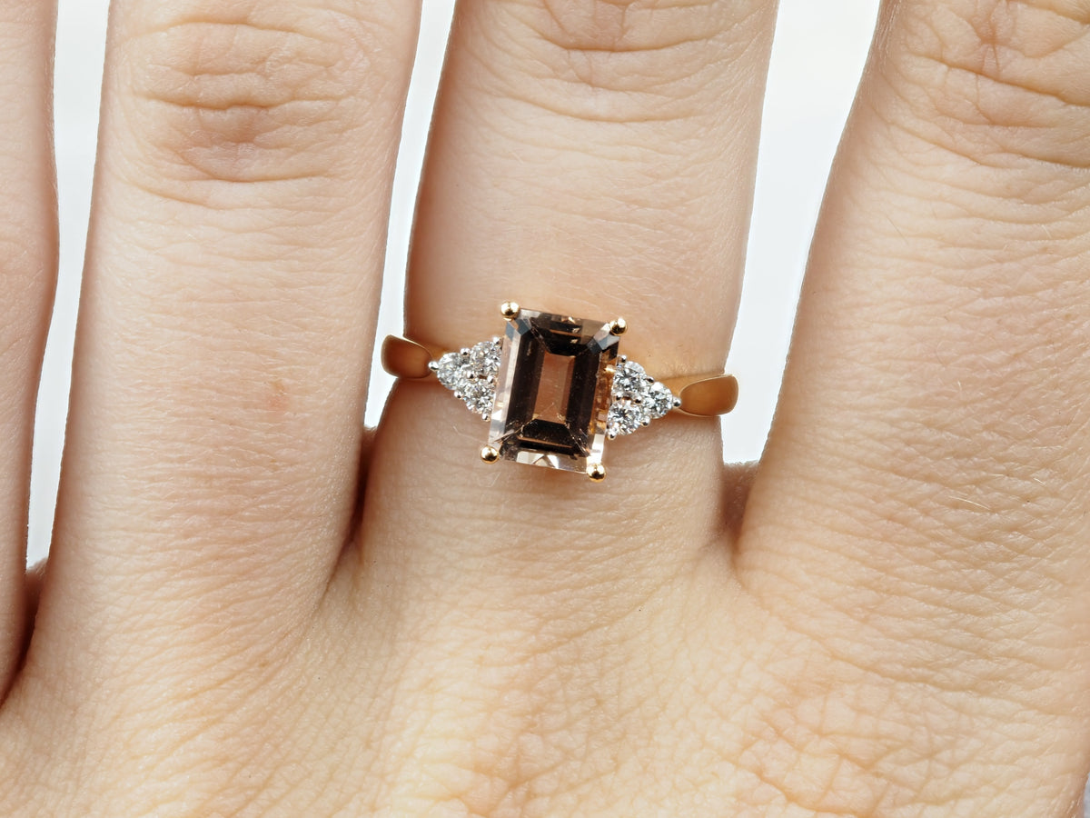 18ct Rose and White Gold Morganite and Diamond Ring