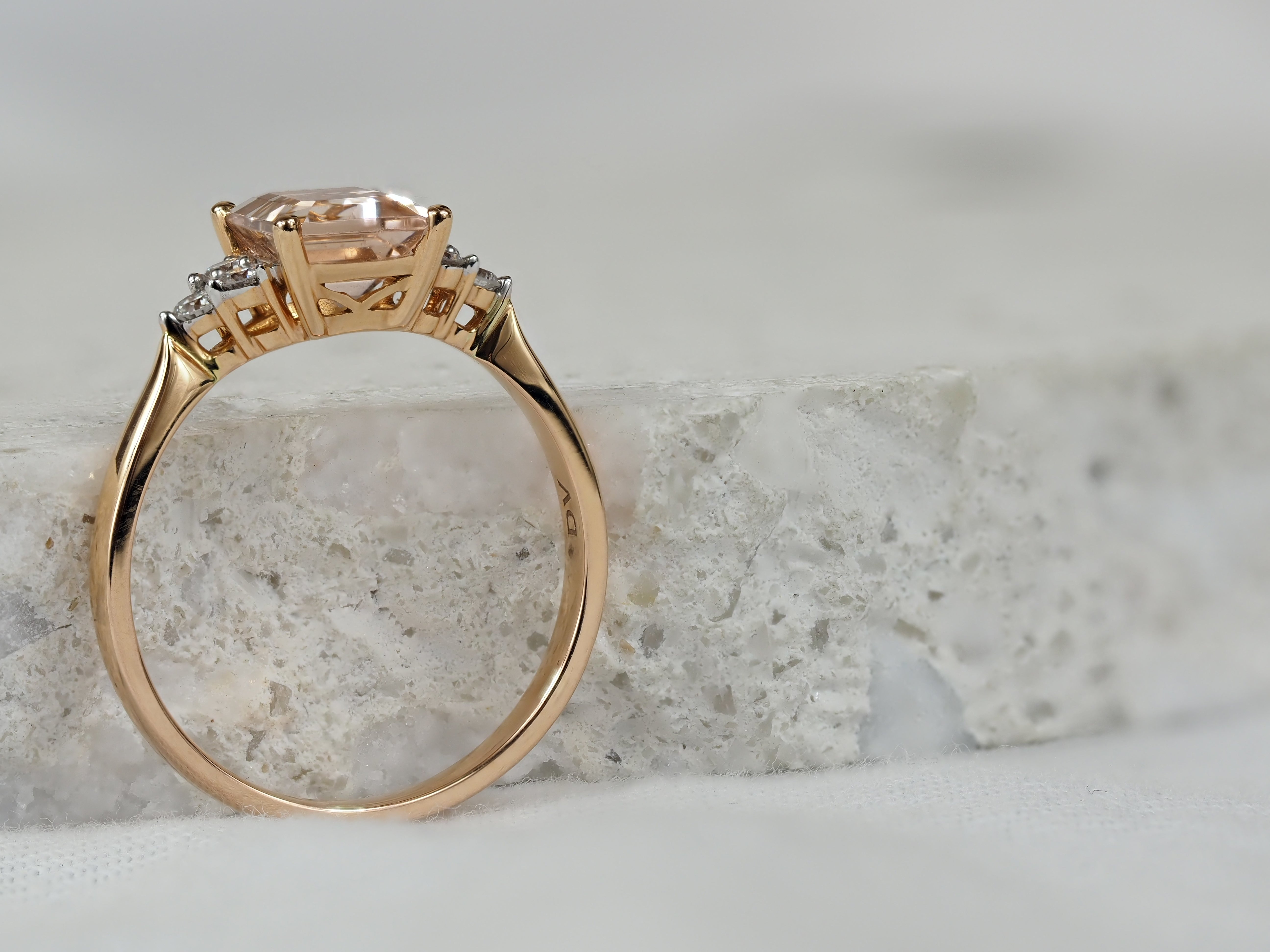 18ct Rose and White Gold Morganite and Diamond Ring