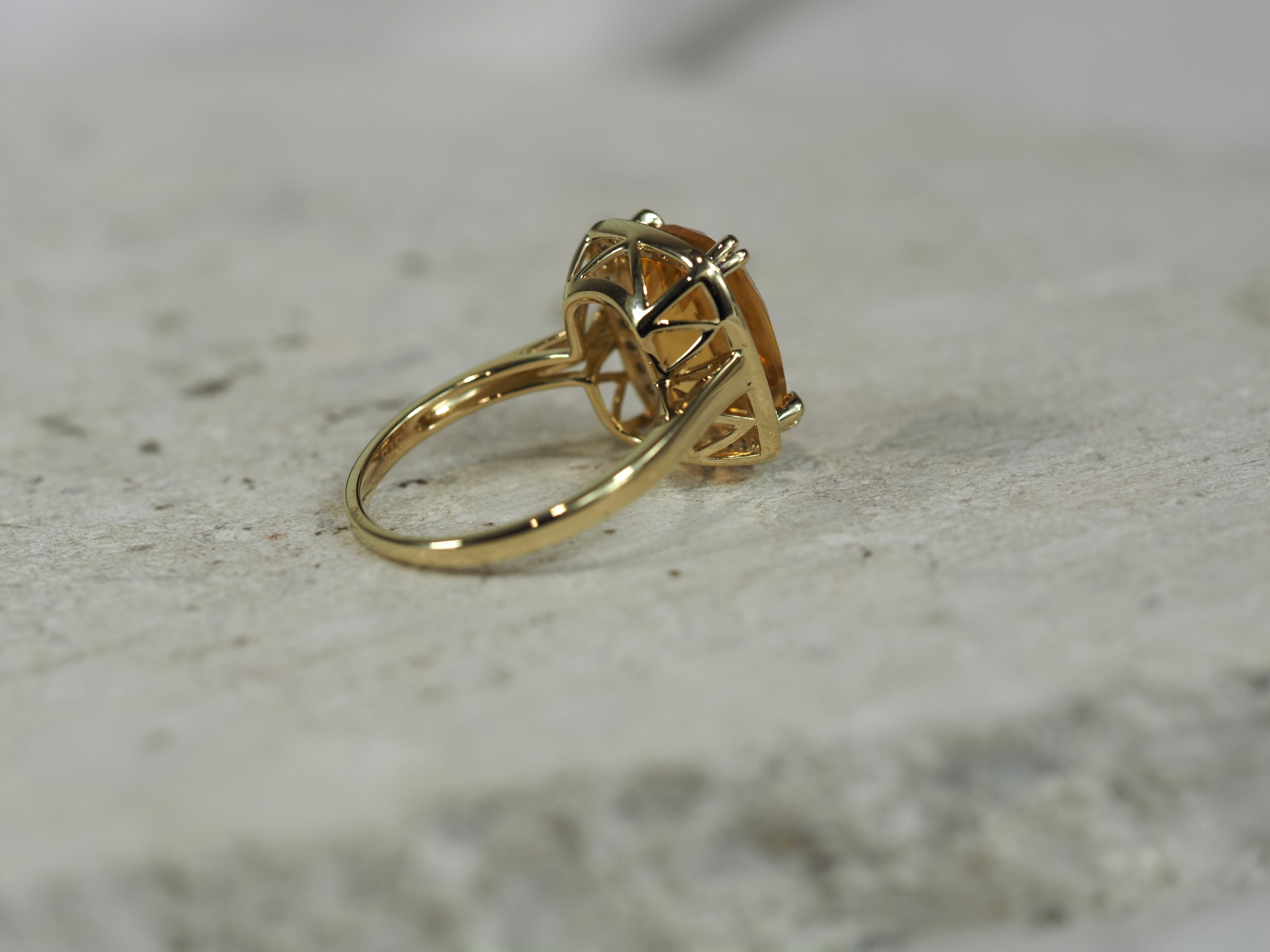9ct Yellow and White Gold Citrine and Diamond Ring, 12mm x 10mm Centre